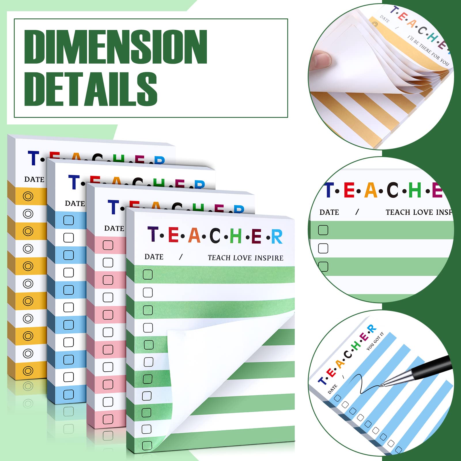 4-Pack Motivational Teacher Notepads - 200 Sheets, 4x6 Inch for School & Office Use