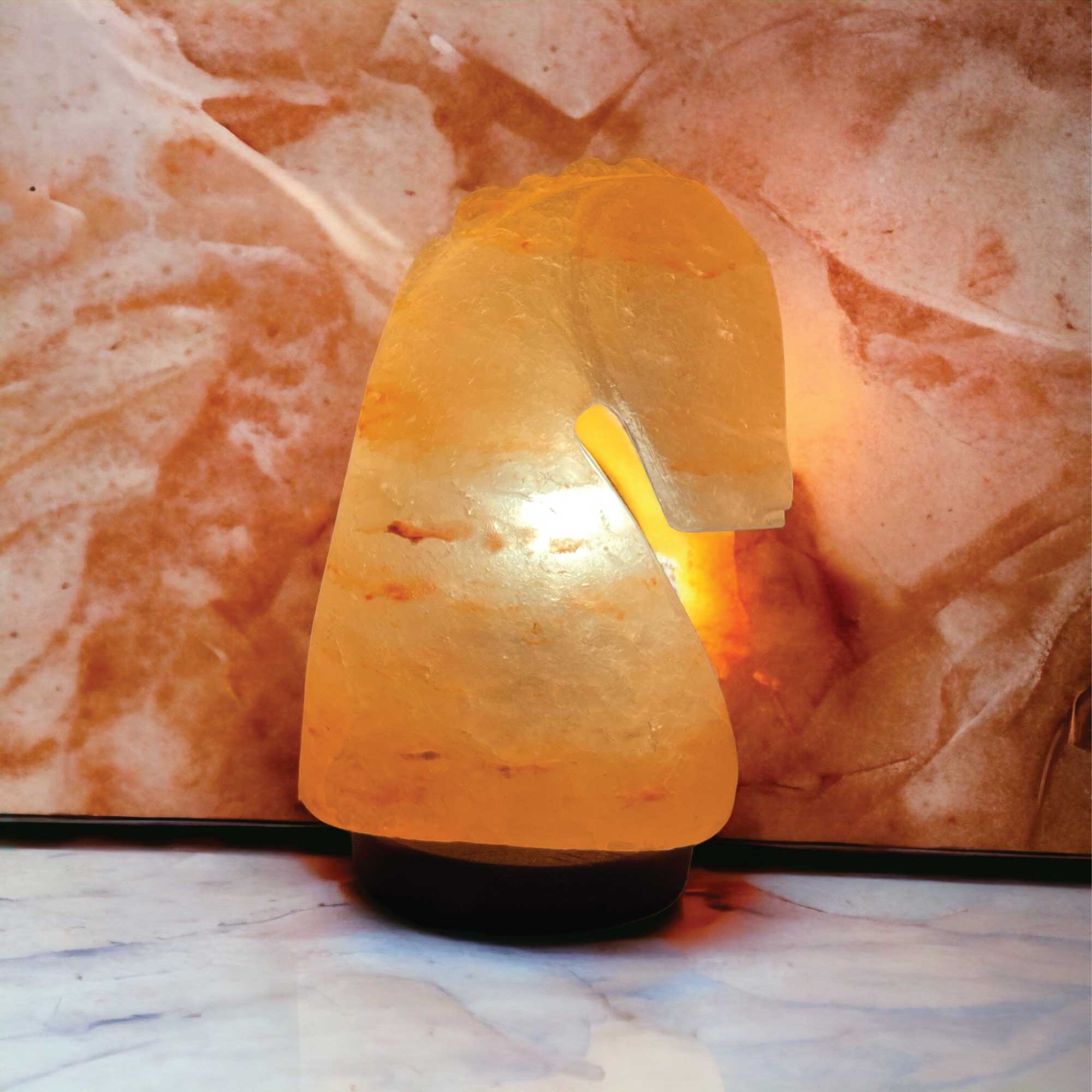 12V 12W Himalayan Pink Salt Lamp - Hand Carved Knight Rock Crystal Night Light with On/Off Switch for Bedroom, Yoga Room, Meditation Space & Home Decor