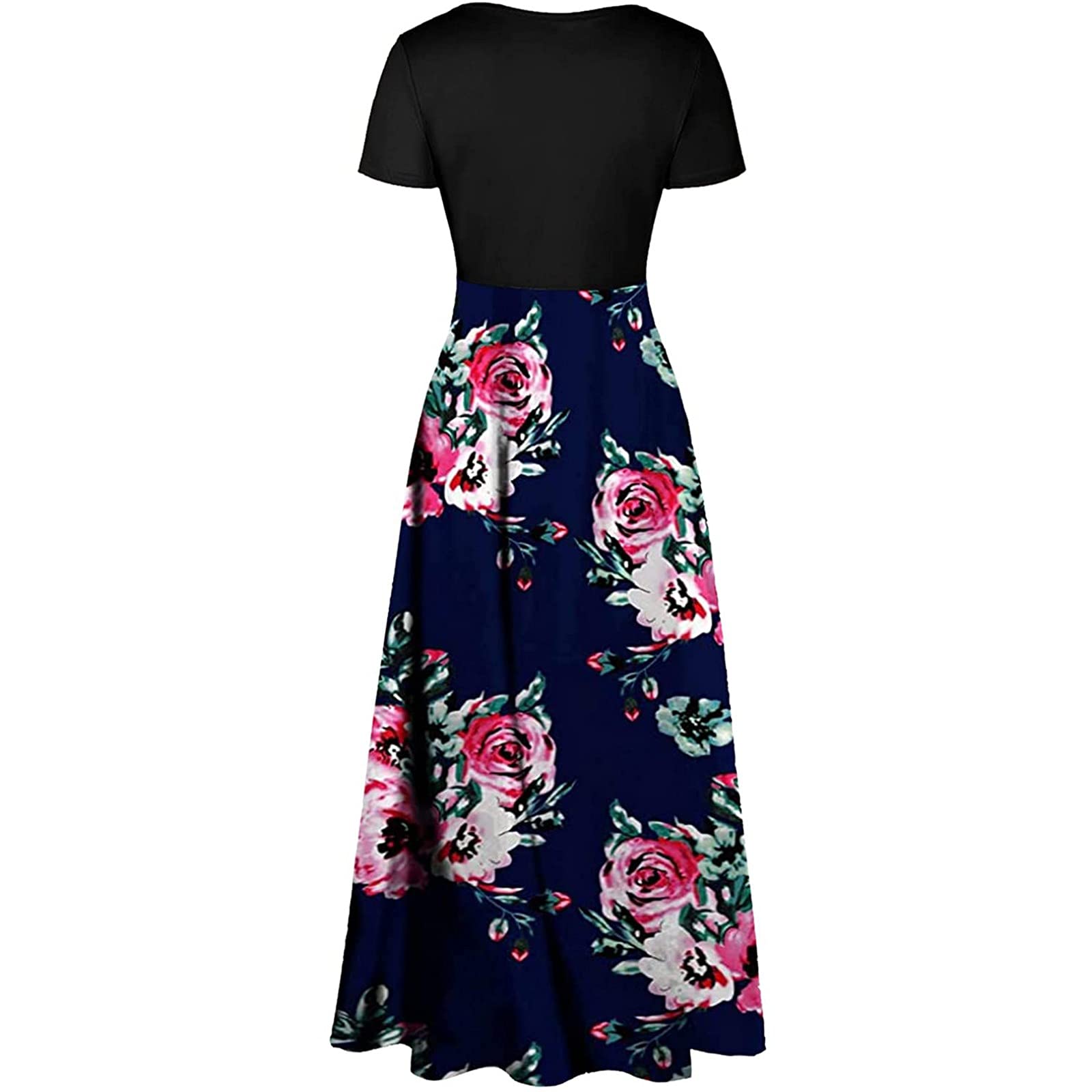 2024 Women's Summer Dresses - Floral Printed Short Sleeve Formal Graduation Dress Plus Size | Perfect for Beach Vacations, Garden Parties & Special Occasions