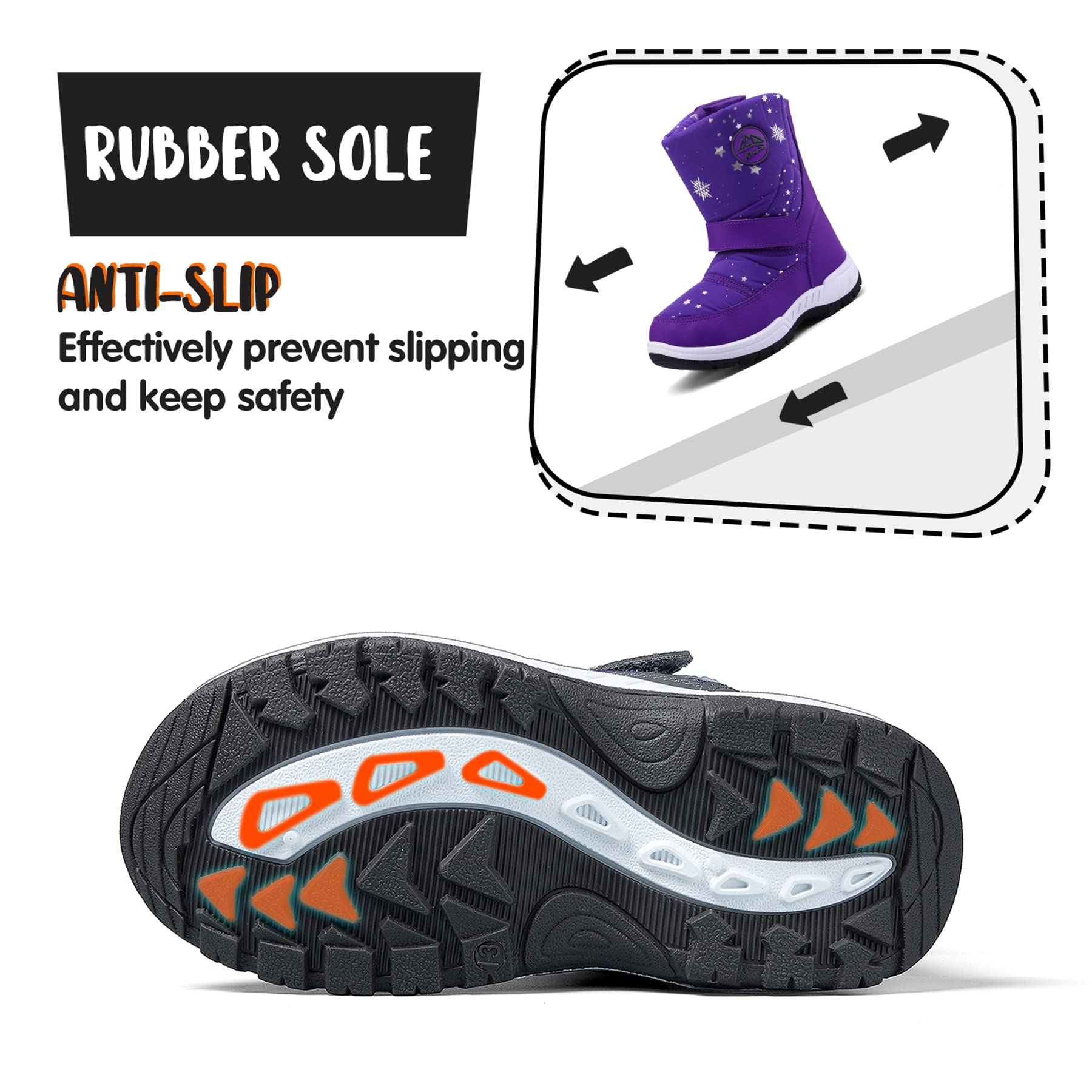 KomForme Waterproof Snow Boots for Boys & Girls - Winter Outdoor Boots for Toddler, Little Kid & Big Kid - Perfect for Snow Play, Hiking & Cold Weather Adventures