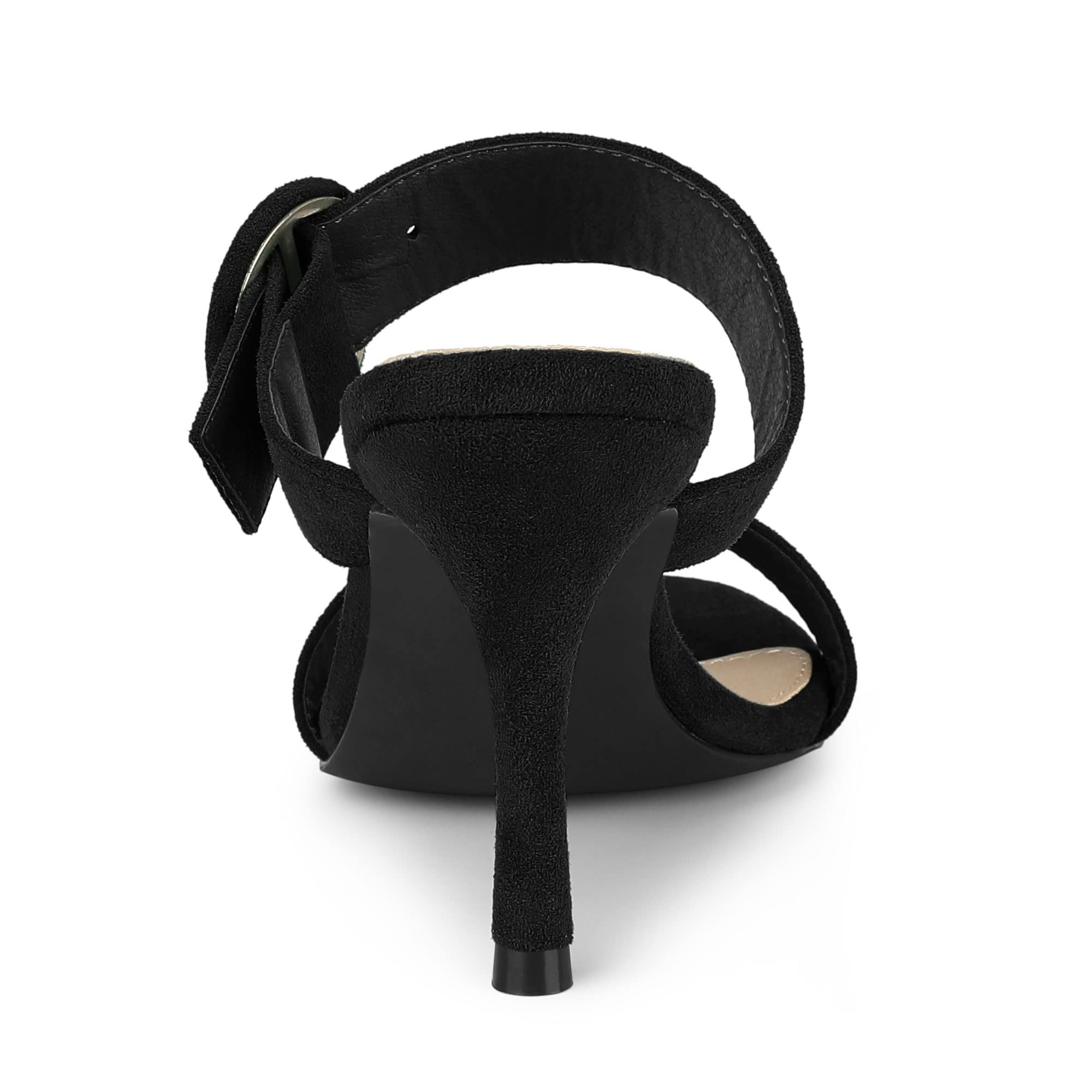 Allegra K Women's Open Toe Buckle Stiletto Heel Slide Sandals - Sexy Dressy Summer Shoes for Parties, Weddings & Night Out