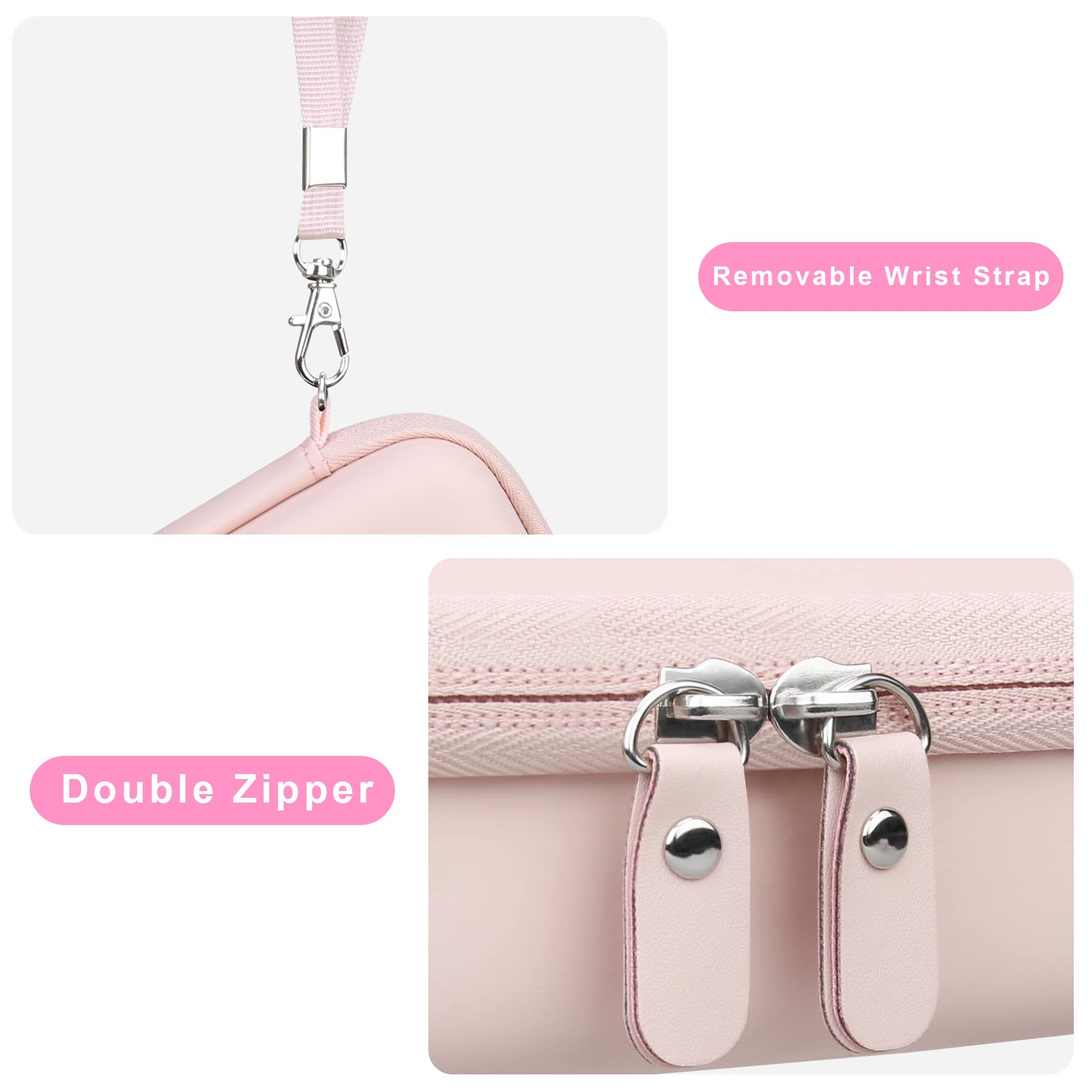 Phomemo D30 D35 & Memoking D30 Label Maker Case - Portable Thermal Bluetooth Label Printer Storage Bag with Mesh Pockets for Label Paper & Cables (Pink) - Perfect for Office, Home & Craft Organization