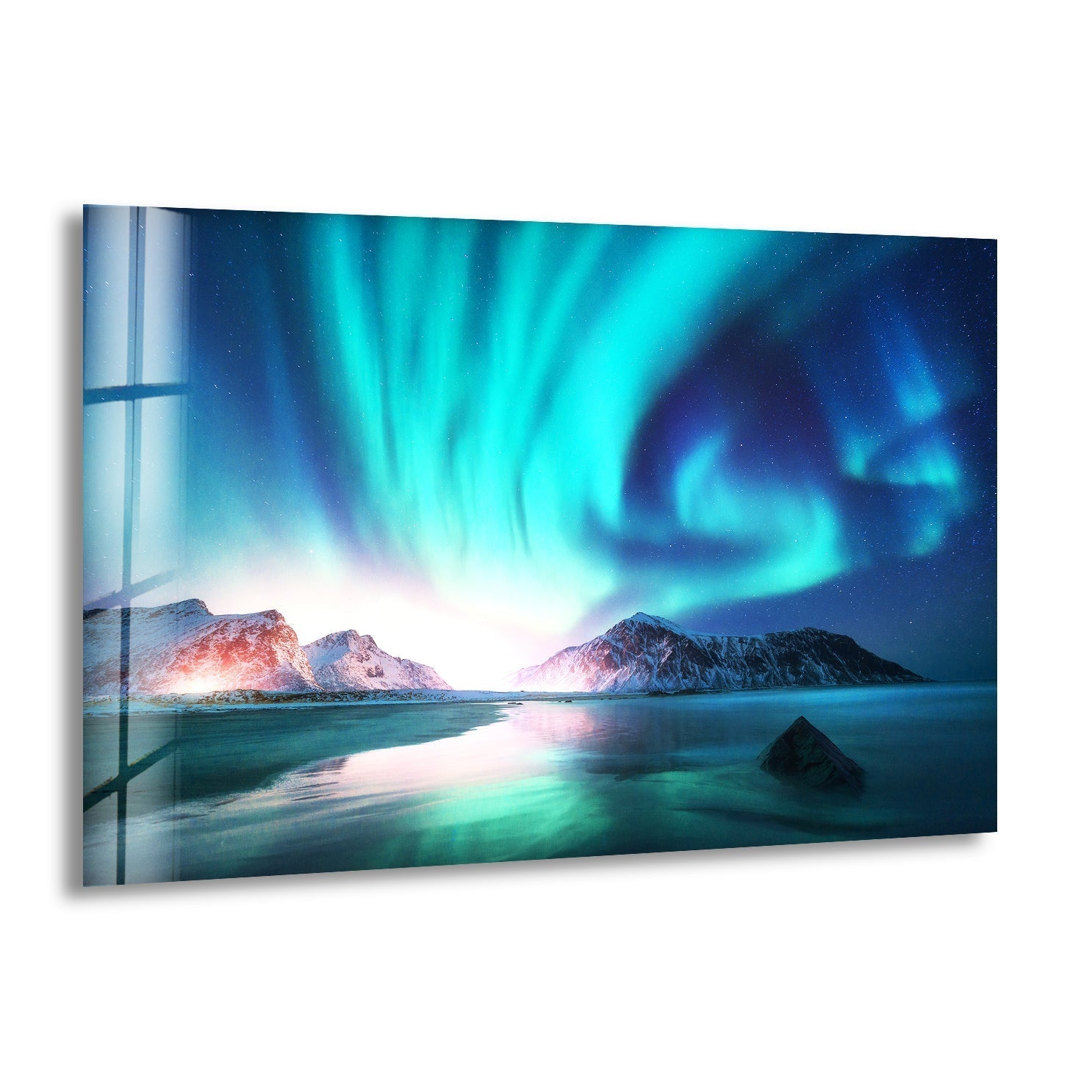 Aurora Northern Blue Glass Wall Art - Handmade Modern Home Decor for Living Room, Bedroom & Office - Stunning Blue Glass Mural for Unique Interior Design