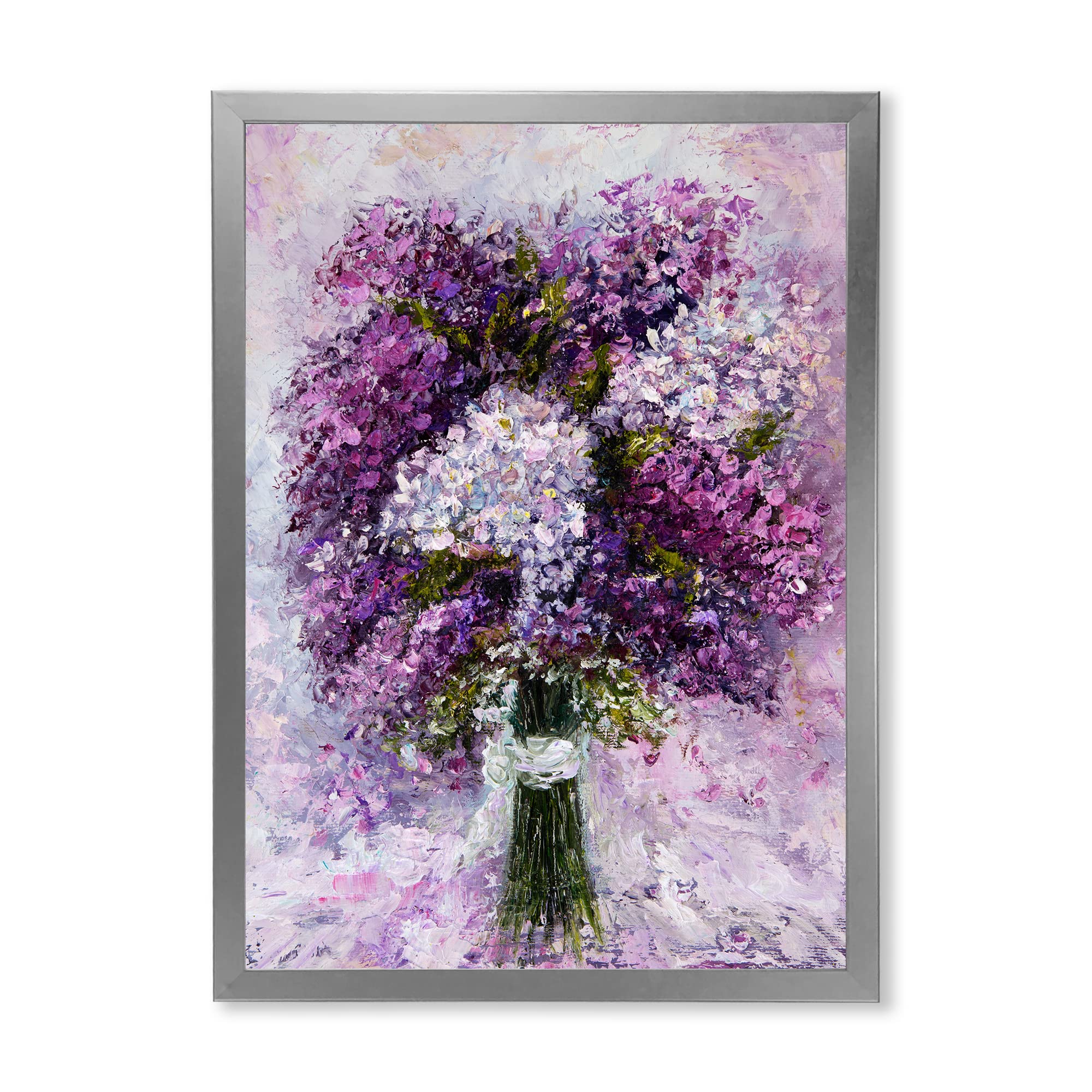Purple Hyacinth Bouquet Framed Wall Art - Traditional Floral Home Decor for Living Room, Bedroom & Office