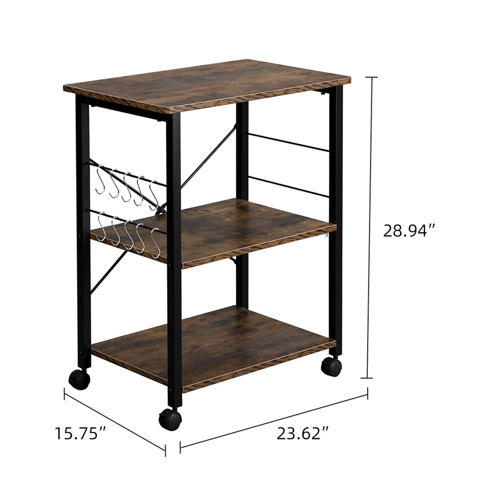 3-Tier Baker's Rack Kitchen Storage Shelf - Microwave Stand, Spice Organizer & Workstation Cart for Kitchen, Living Room, Dining Room - Perfect for Small Space Organization & Home Decor