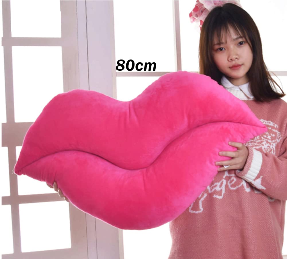Red Velvet Lip Pillow - Hot Pink Love Cushion for Bed & Living Room Decor