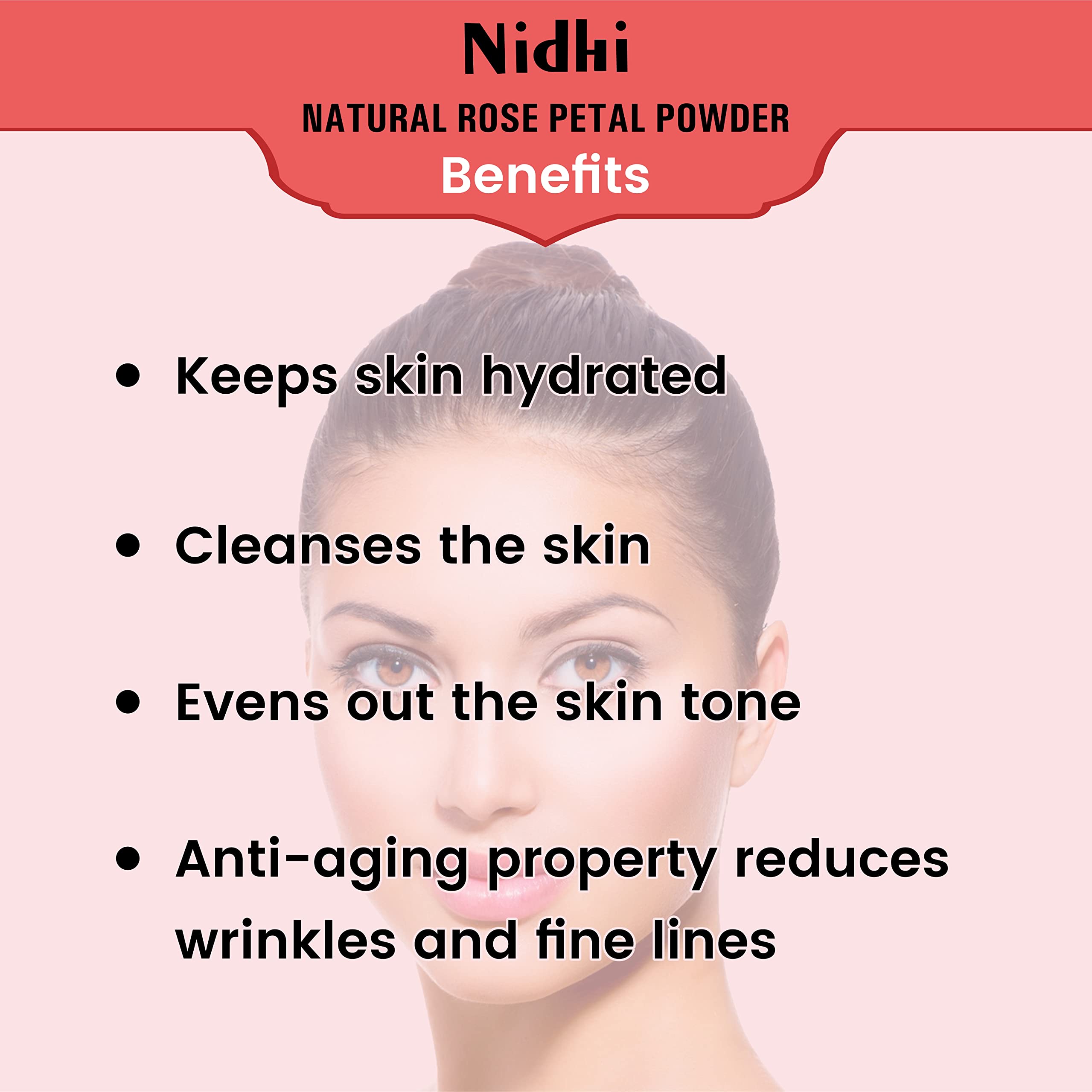 Nidhi Pure Rose Petals Powder for Face & Skin Care - 100g | Natural Glow Booster for DIY Face Masks, Scrubs & Aromatherapy