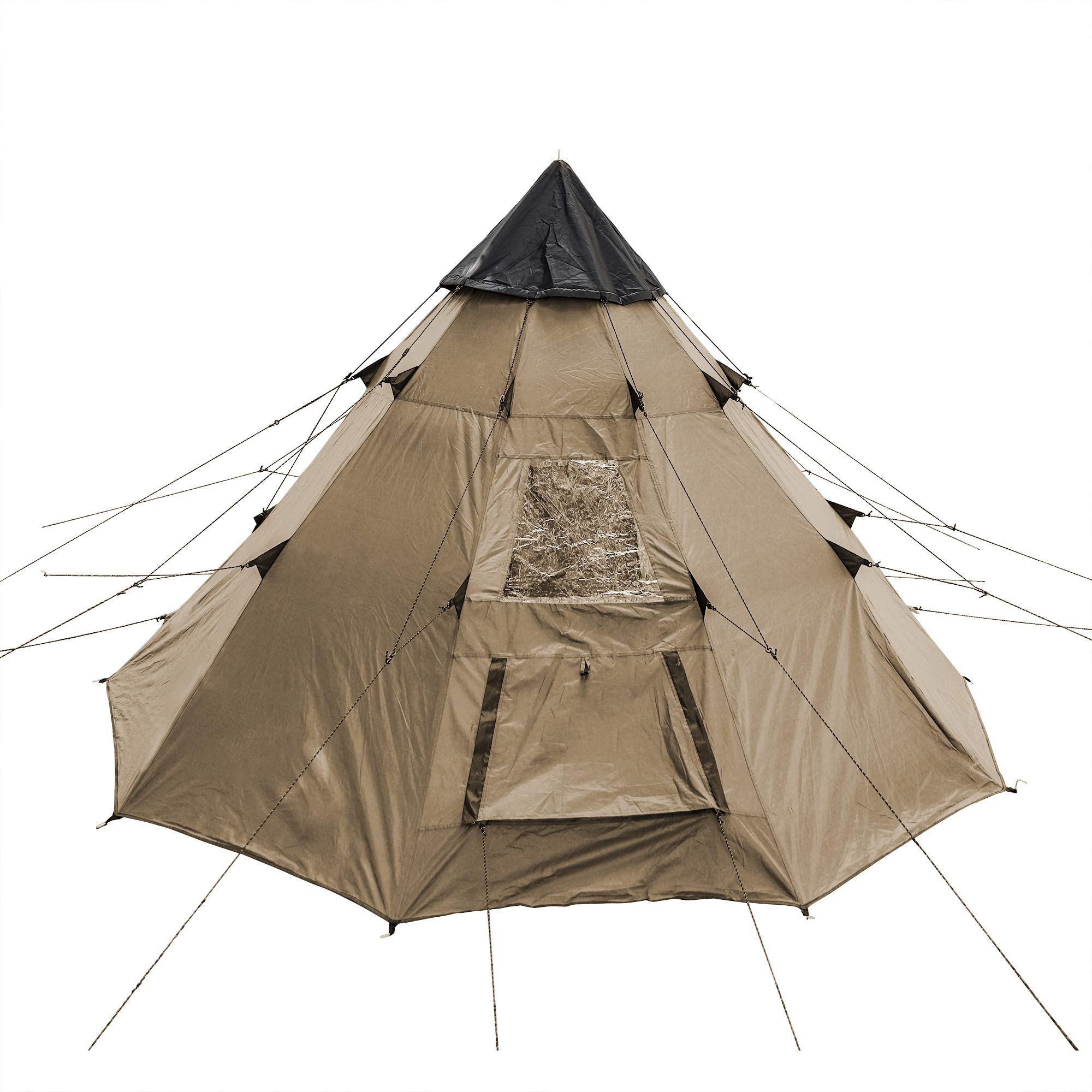 BaiYouDa 3-4 Person Family Camping Teepee Tent - Waterproof & Rainproof Outdoor Shelter for Camping, Hiking & Holidays - Perfect for Backyard Adventures, Beach Trips & Family Bonding