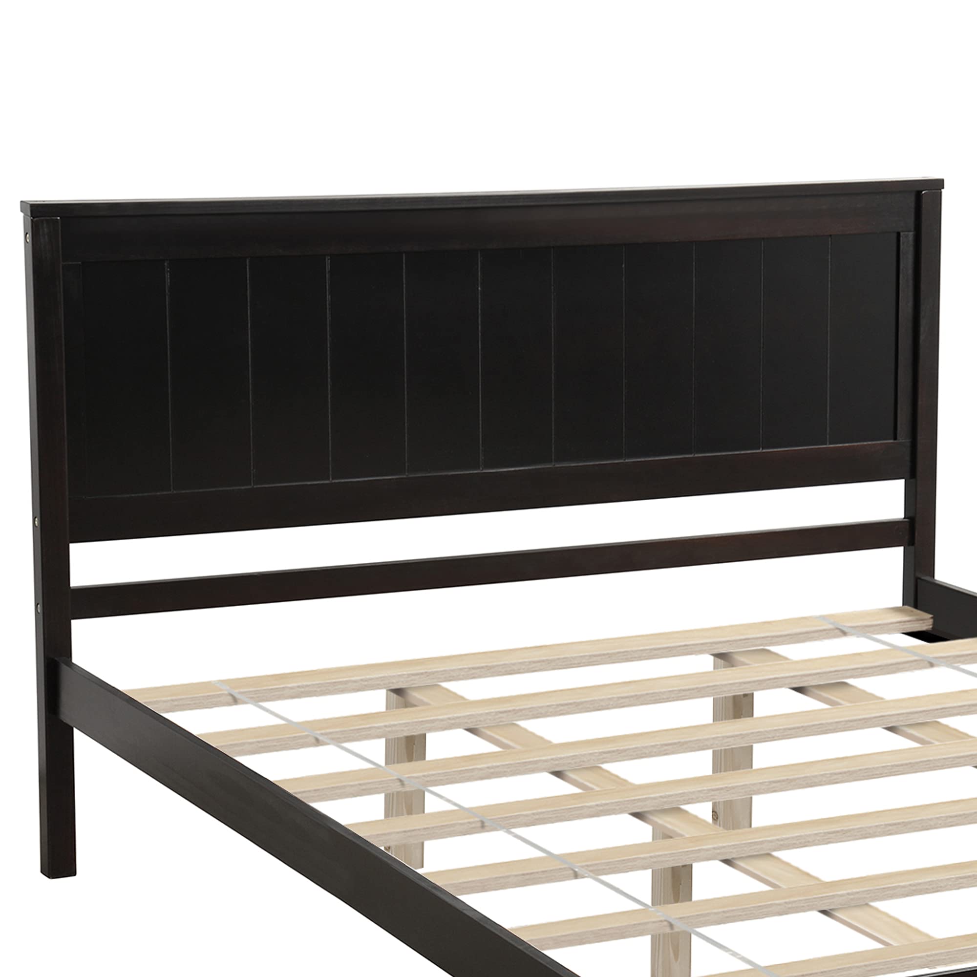 JULYFOX Queen Platform Bed Frame - Heavy Duty 400lb, Espresso Finish for Bedroom