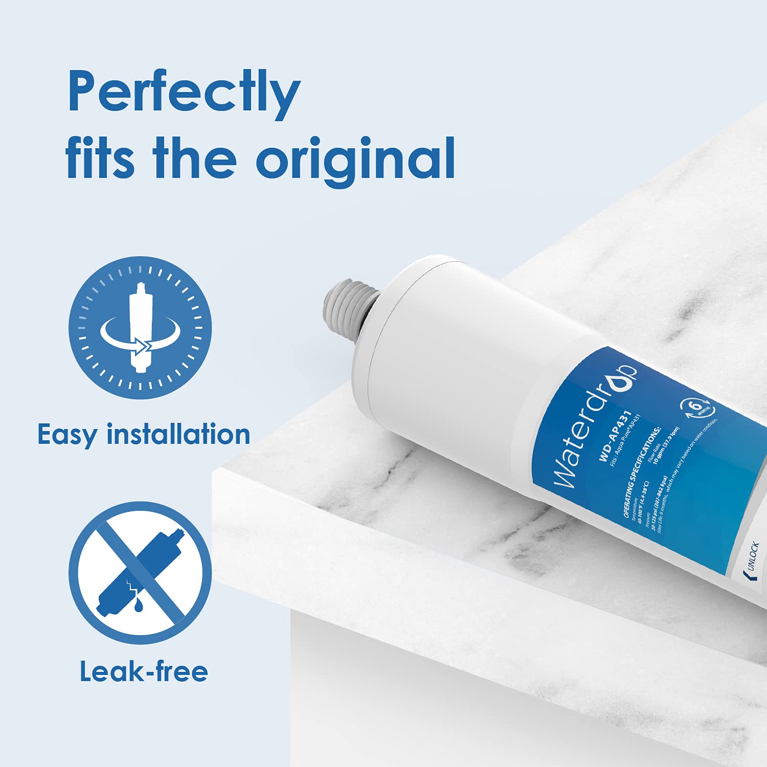 Waterdrop AP431 Replacement Cartridge for Aqua-Pure AP431 Hot Water Scale Inhibitor - Compatible with AP430SS, Prevents Scale Buildup & Protects Water Heaters (3-Pack) - Ideal for Home Water Filtration Systems & Water Heater Maintenance