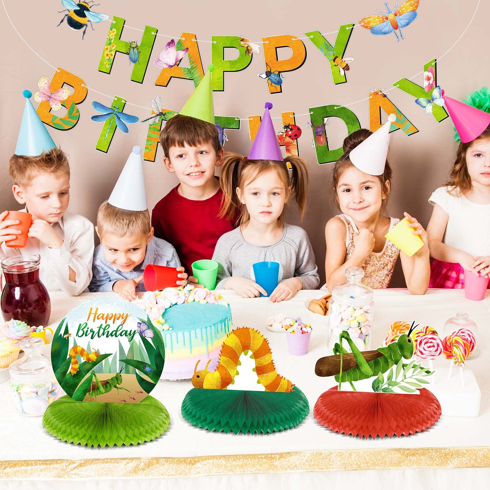 28-Piece Spring Bug Party Decorations Set - Bee, Ladybug Hanging Swirls & Honeycomb Centerpieces for Kids Birthday, Baby Shower | Insect-Themed Party Supplies for Indoor/Outdoor Decorations