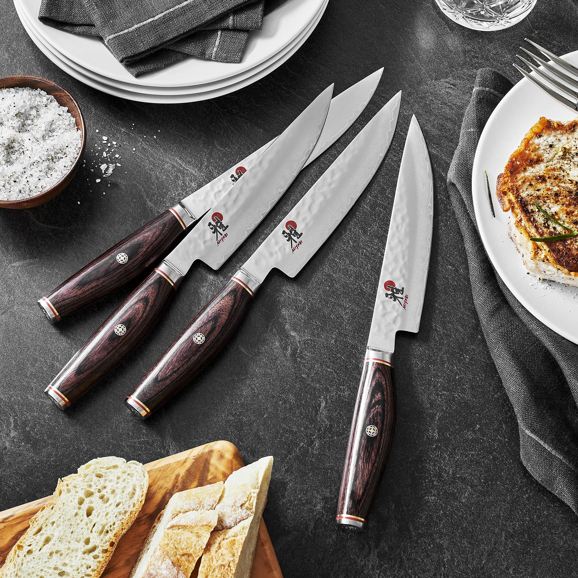 Premium Miyabi Japanese Steel Steak Knife Set - 6-Piece High-Carbon Stainless Steel Knives for Perfect Cuts - Ideal for Steak Dinners, BBQ Parties & Gourmet Cooking