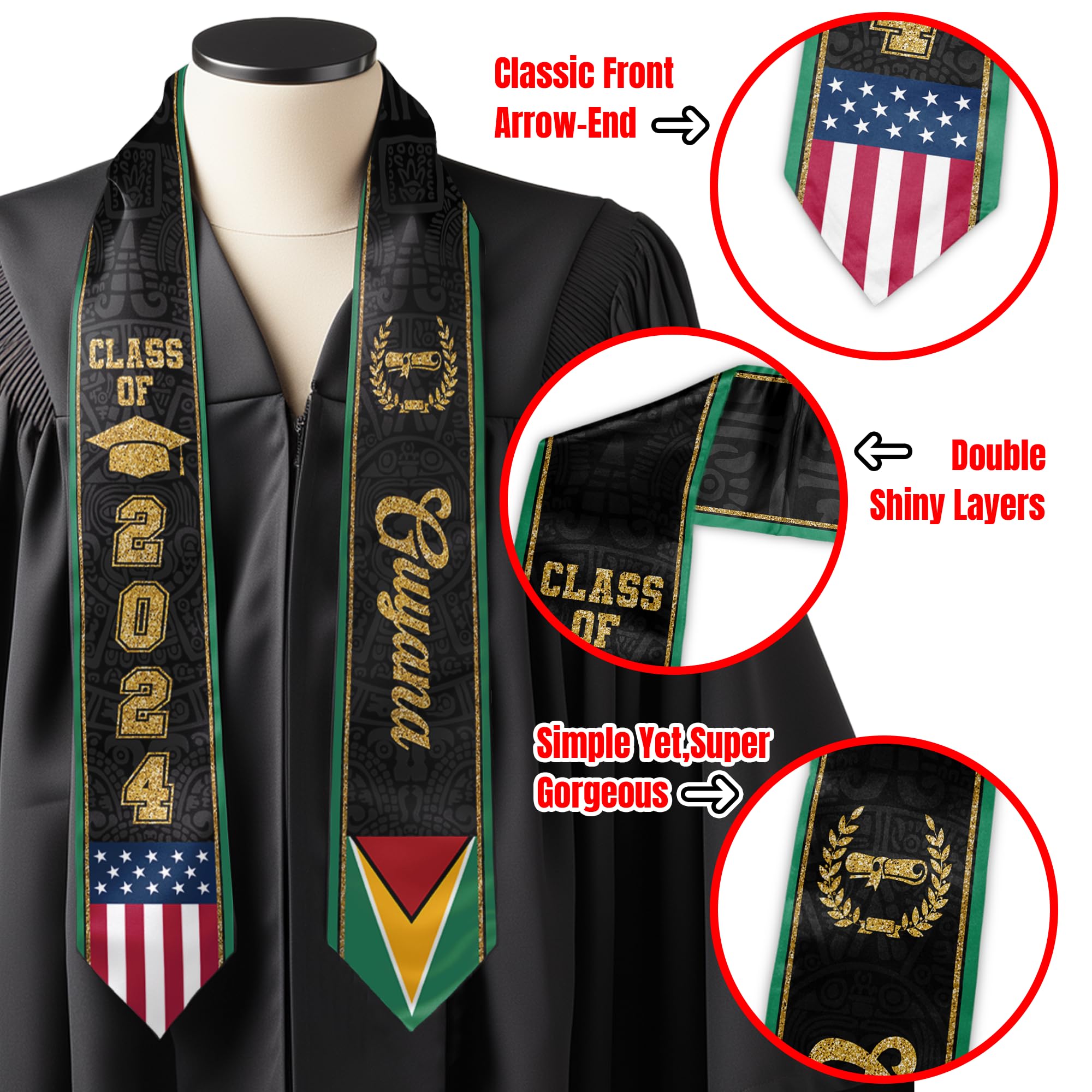 2024 Graduation Stole - Unisex Adult Sash for Class of 2024 | Perfect for High School & College Graduation Ceremonies, Commencement Photos & Academic Celebrations