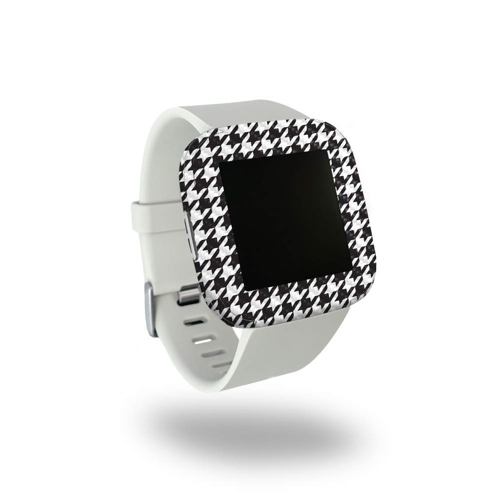 MightySkins Carbon Fiber Skin Cover for Fitbit Versa 2 Smartwatch - Houndstooth Pattern | Protective & Durable Textured Vinyl Wrap | Easy to Apply, Remove & Change Styles | Made in USA | Perfect for Gym, Work & Everyday Wear