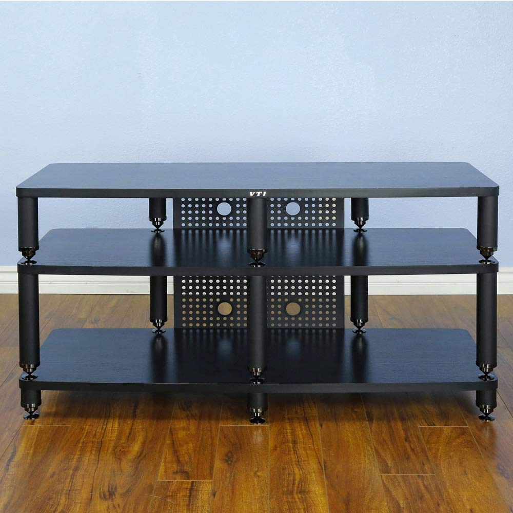 Black TV Stand for 60 Inch Flat Screen - Sturdy Metal Frame with Adjustable Shelves - Perfect for Living Room, Bedroom & Home Theater Setup