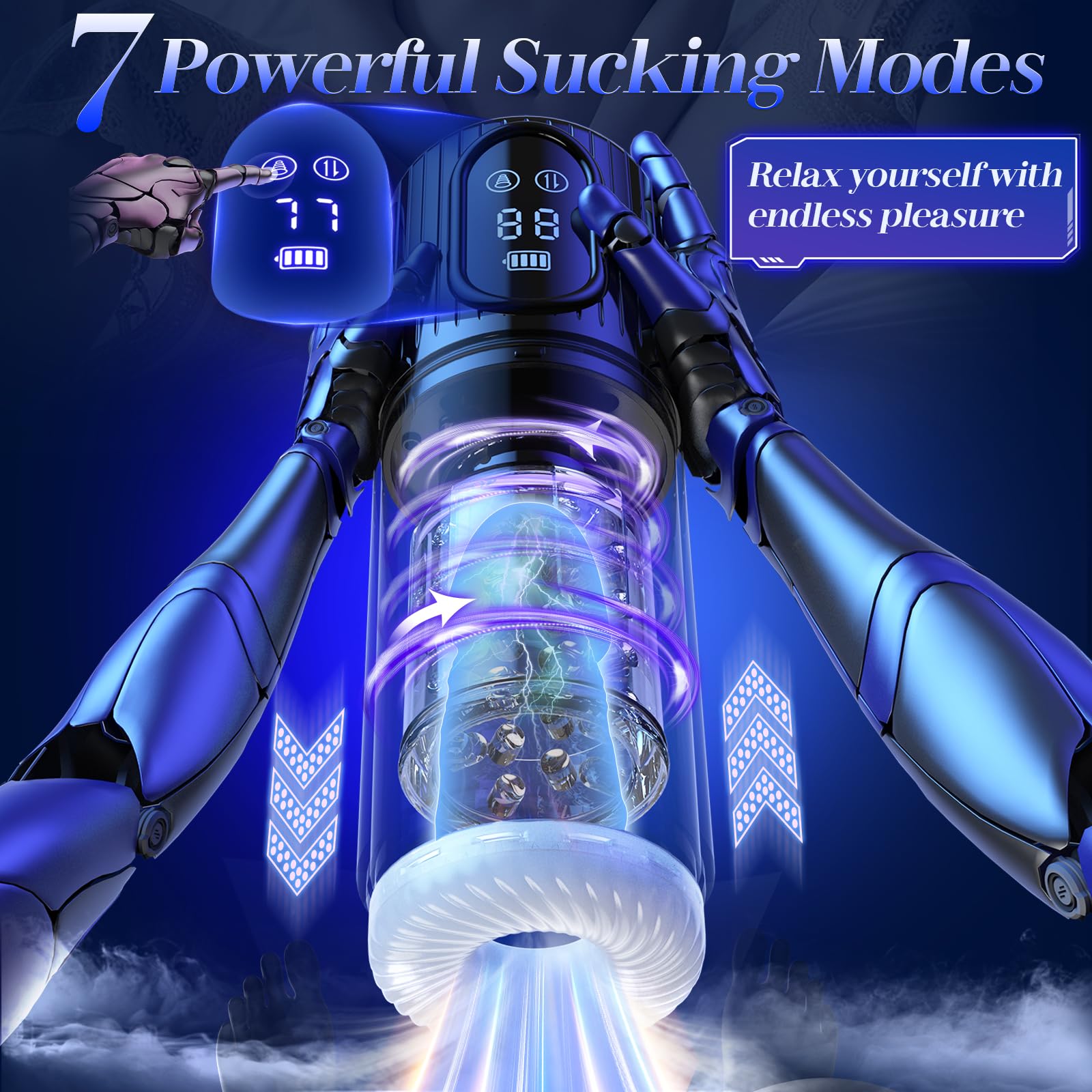 Premium Male Masturbator Penis Pump with 7 Thrusting & 7 Rotating Modes, 5 Suction Levels - APP & LCD Remote Control for Enhanced Pleasure - Ideal for Solo Play, Couples Fun & Discreet Use at Home or Travel
