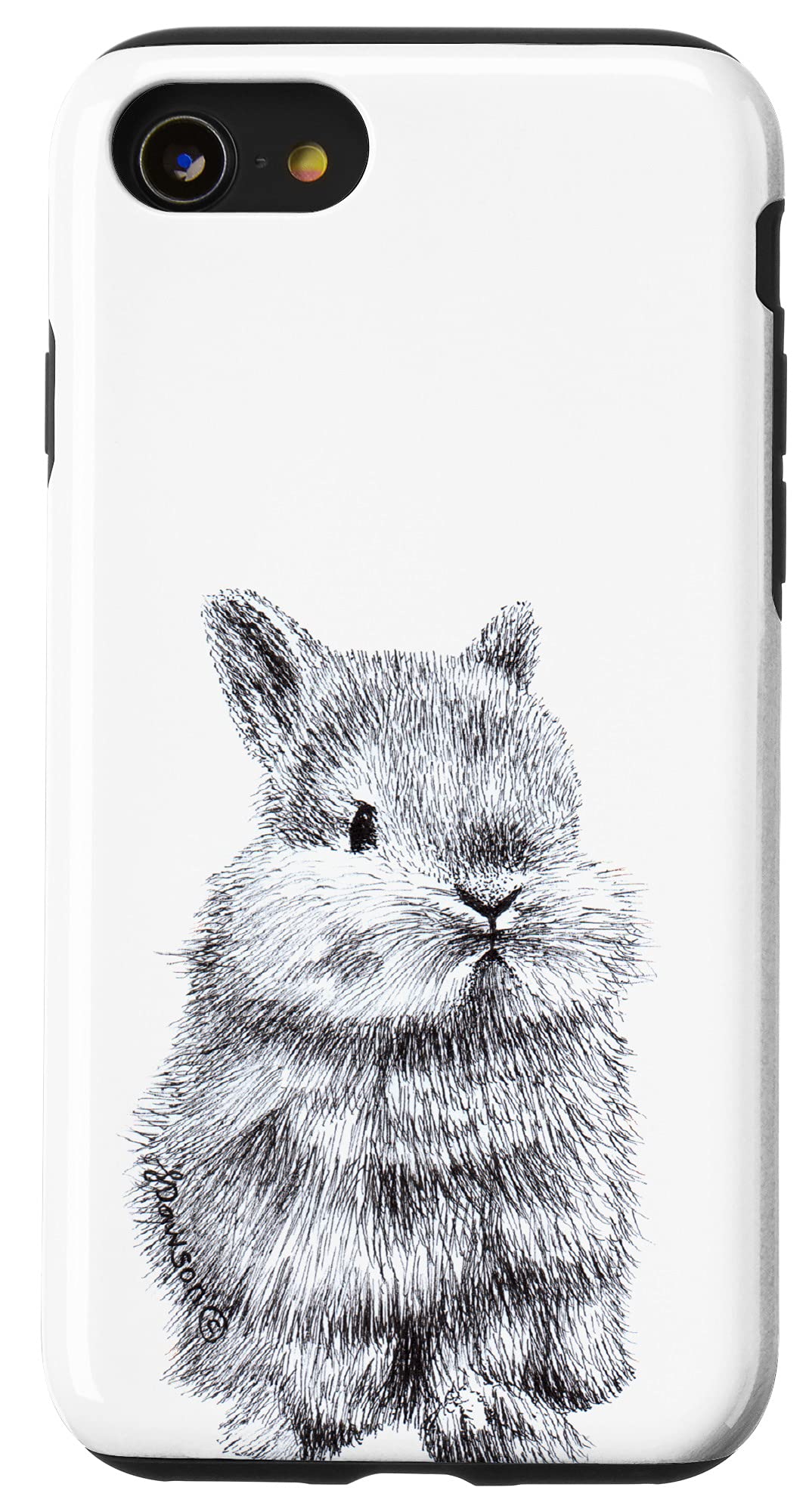 Cute Jersey Wooly Bunny Rabbit Drawing Case for iPhone SE (2020) / 7 / 8 - Stylish Protective Phone Cover for Everyday Use, Gifts & Travel