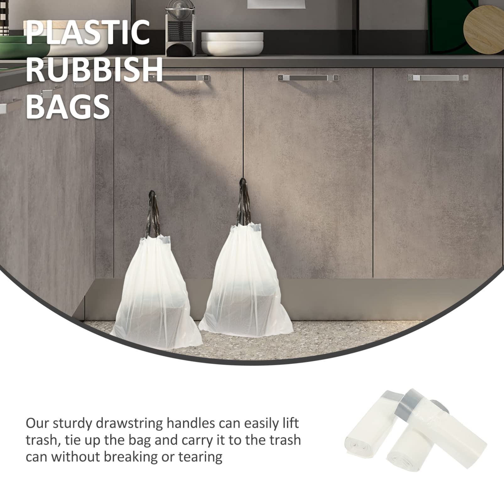60-Pack 4 Gallon Drawstring Trash Bags - Heavy Duty Plastic Garbage Bags for Kitchen, Bathroom & Office Waste Disposal - Leakproof & Tear-Resistant Rubbish Storage Bags for Household & Commercial Use