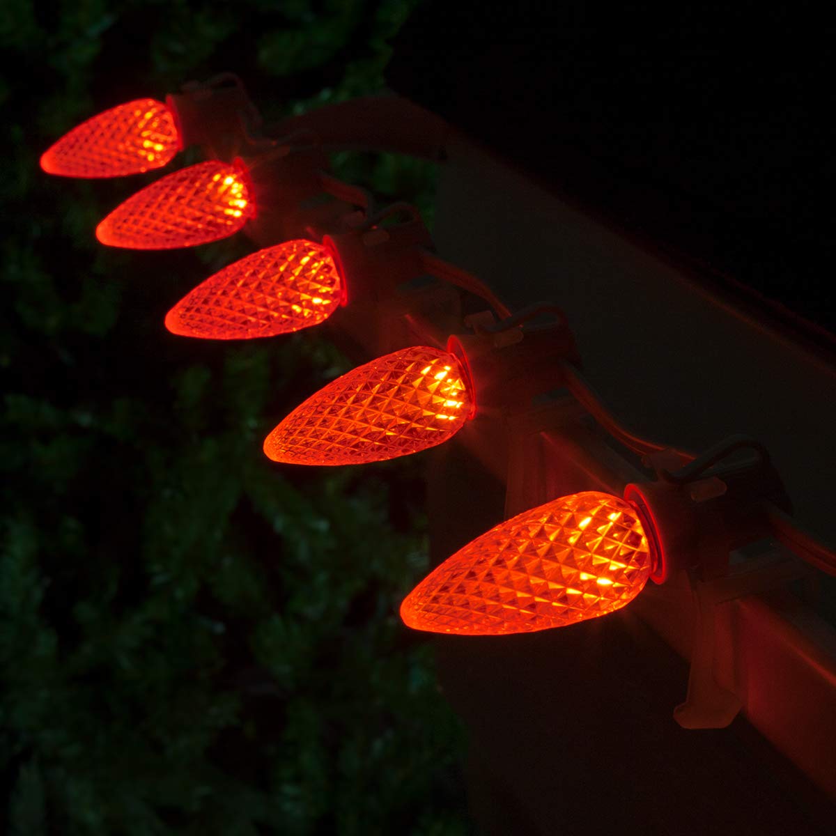 Wintergreen Lighting C9 OptiCore LED Commercial Outdoor Christmas Lights - Heavy Duty Waterproof String Lights for Wedding, Party & Holiday Decor (25 Amber/Orange Bulbs, 25ft White Wire) - Perfect for Rooflines, Trees & Outdoor Holiday Displays