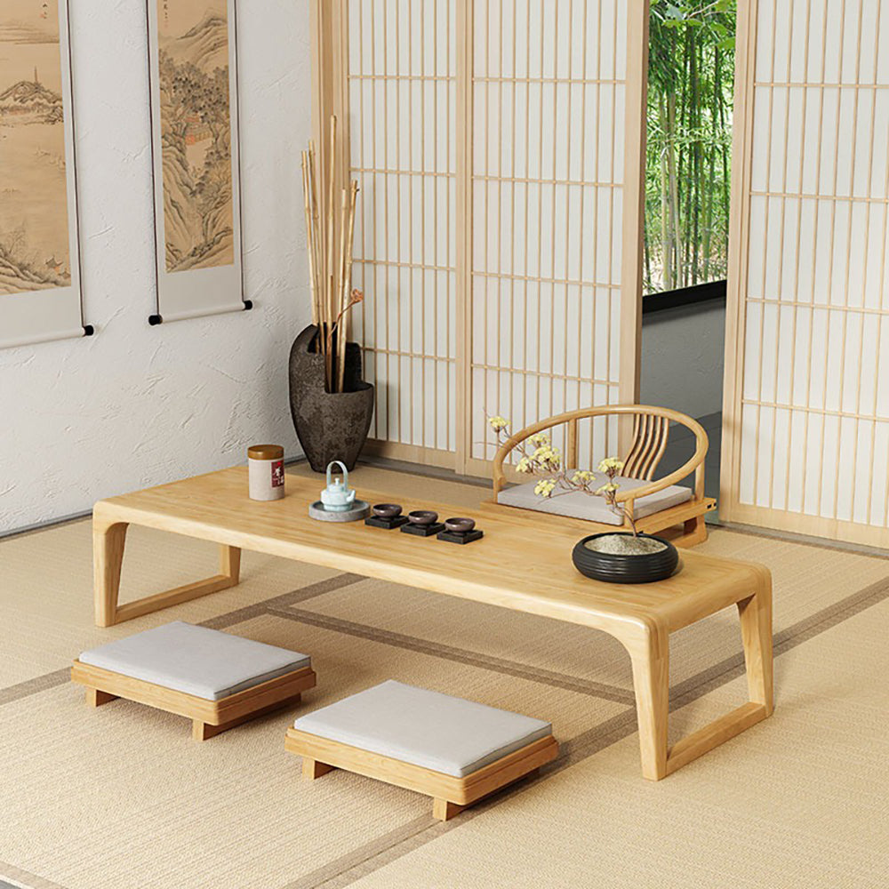 Japanese Elm Wood Tatami Tea Table Set - Traditional Low Table for Tea Ceremony, Zen Meditation & Living Room Floor Seating - Perfect for Japanese Style Home Decor & Asian Inspired Interiors