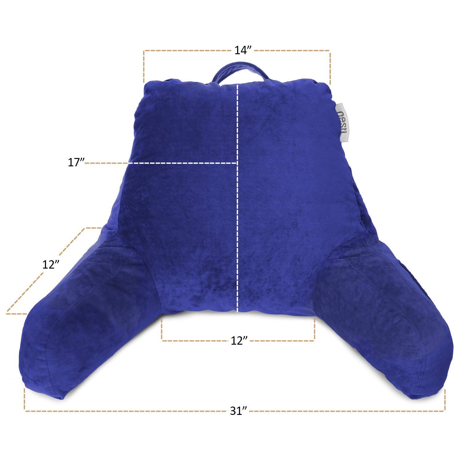 Nestl Reading Pillow with Shredded Memory Foam - Supportive Back Pillow for Sitting in Bed, Reading & Relaxing - Royal Blue Bed Rest Pillow with Pockets - Perfect for Reading, Watching TV, or Lounging Comfortably