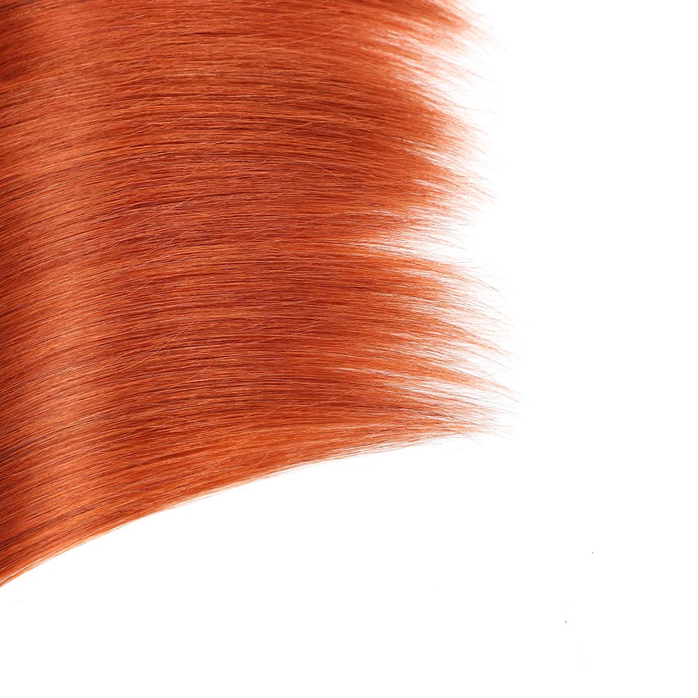 REMY Hair Brazilian 100% Human Hair Bundles - Burnt Orange Straight Hair Extensions 14 Inch (Color #350) for Black Women | Perfect for Daily Wear, Special Occasions & Protective Styling