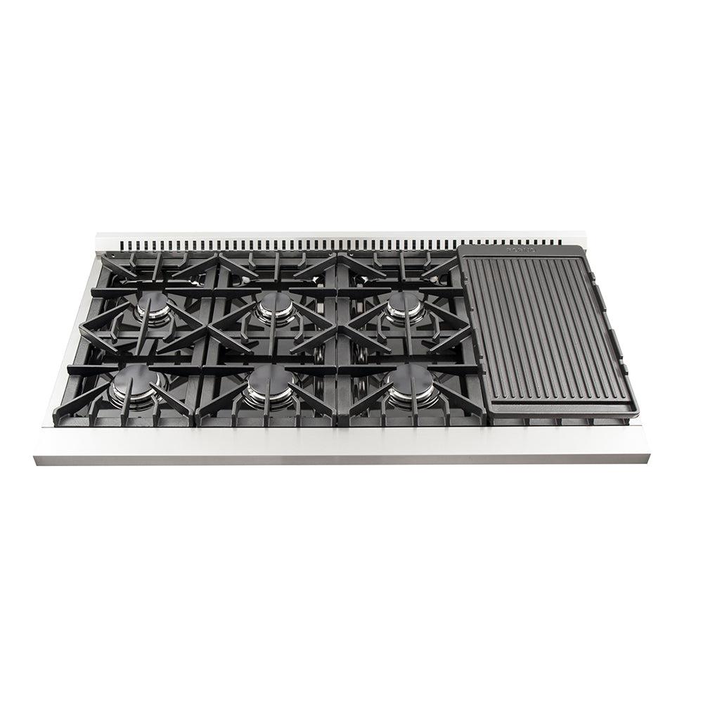 Forno Galiano Professional 48-inch 6.58 cu. ft. Stainless Steel Gas Range with 4 Burner Stove & Convection Oven - Perfect for Home Kitchen & Restaurant Cooking (Model FFSGS6244)