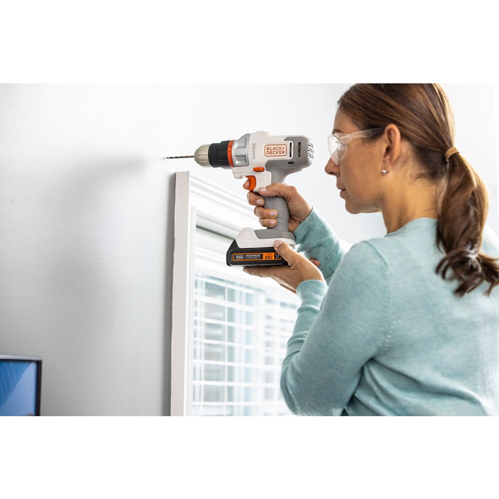 20V MAX* MATRIX™ Cordless Drill/Driver Kit with Battery & Charger - Powerful Electric Screwdriver for DIY Projects, Home Repairs & Woodworking - White