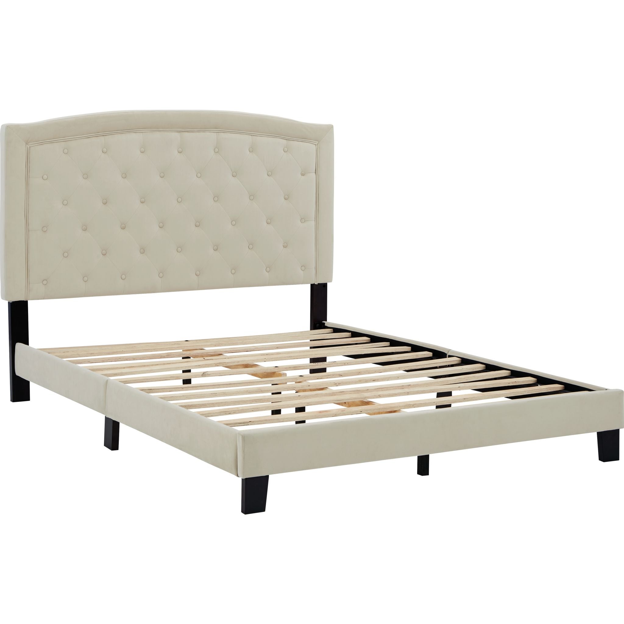 Adelloni Queen Size Bed Frame - Modern Platform Bed with Upholstered Headboard, Sturdy Wooden Slats - Perfect for Bedroom, Guest Room, or Dorm