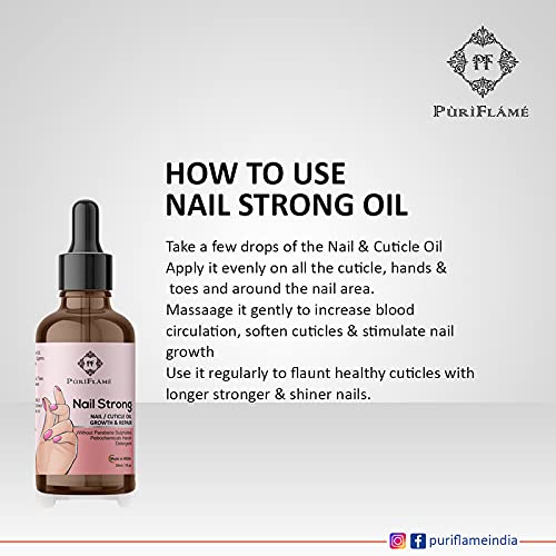 PuriFlame Nail Growth Oil - 30ML Nail Strengthener for Stronger, Shiny Nails & Cuticle Care | Promotes Healthy Nail Growth | Perfect for Manicures, Nail Care Routine & At-Home Salon Treatments