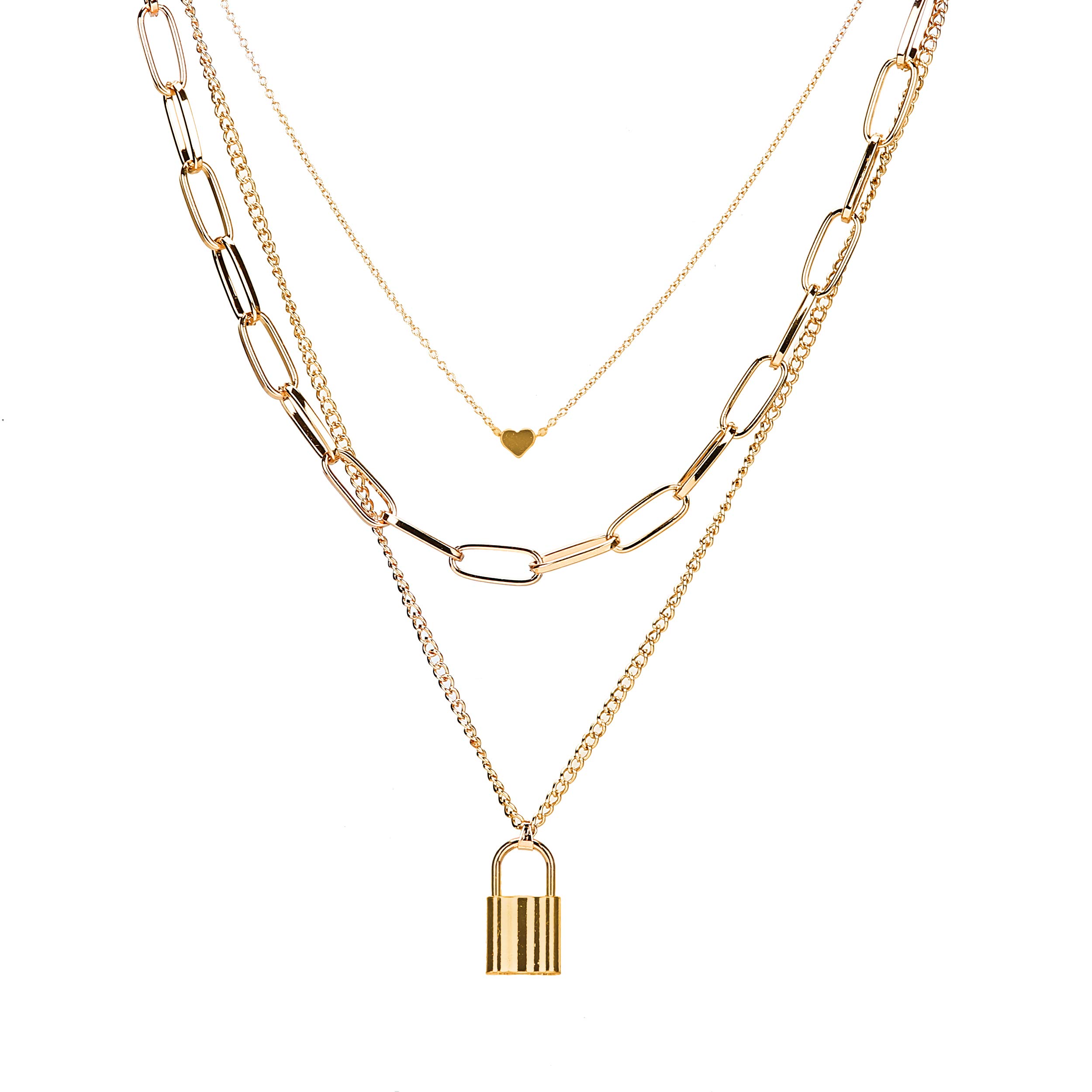 YouBella Sterling Silver Lock & Heart Pendant Necklace for Women & Girls | Elegant Layering Jewelry for Everyday Wear, Date Nights & Special Occasions