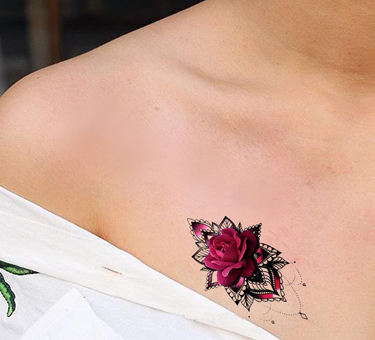 Realistic 3D Temporary Tattoo Stickers for Adults - Waterproof Fake Tattoos for Men & Women, Boys & Girls - Flowers, Butterflies, Stars & Dark Desire Designs (21x15cm) - Perfect for Parties, Halloween, Cosplay & Honeymoon