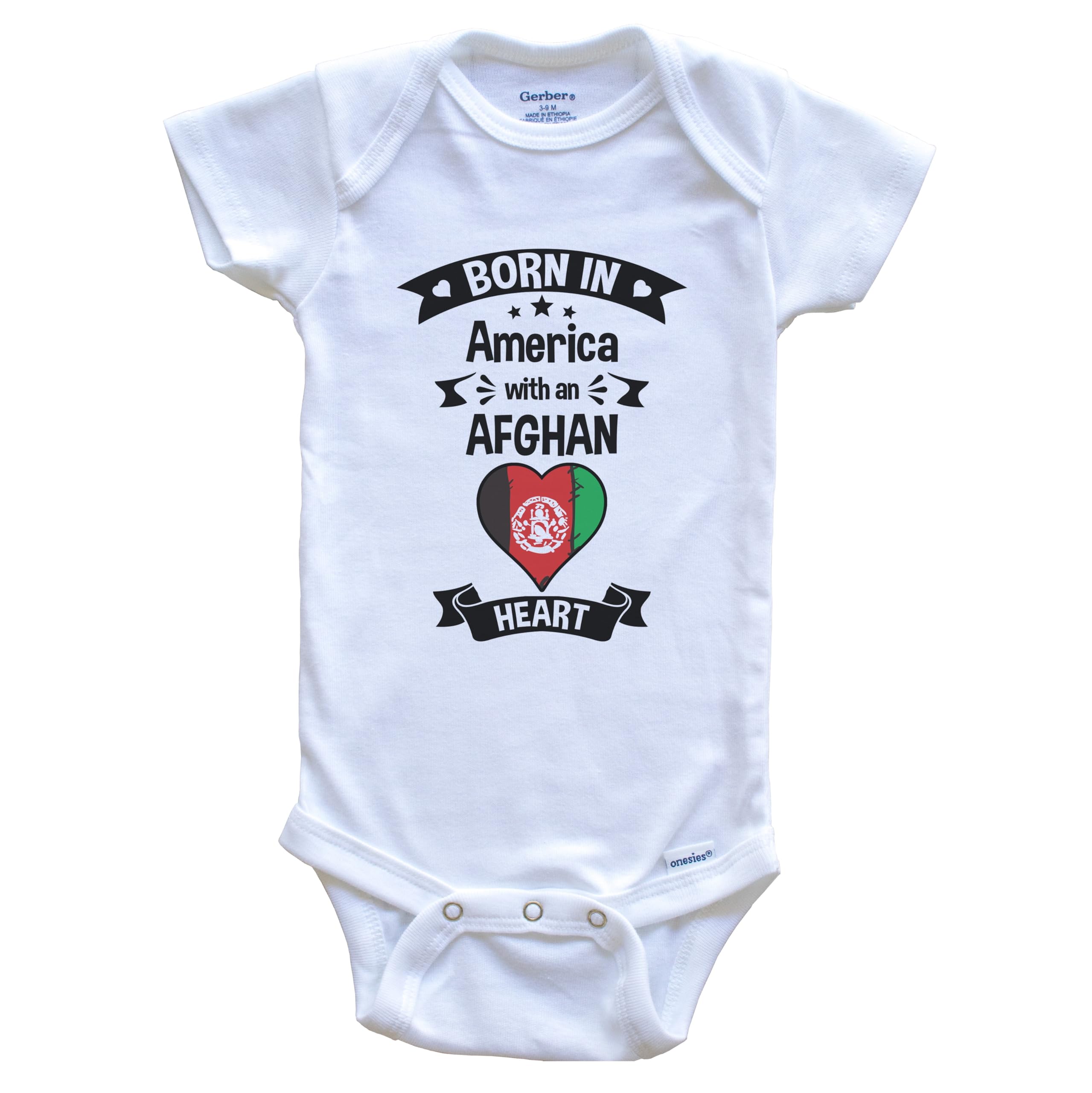 Born in America with an Afghan Heart Baby Onesie - Soft Cotton Infant Bodysuit for Newborns & Toddlers - Perfect for Family Photos, Cultural Celebrations & Everyday Wear