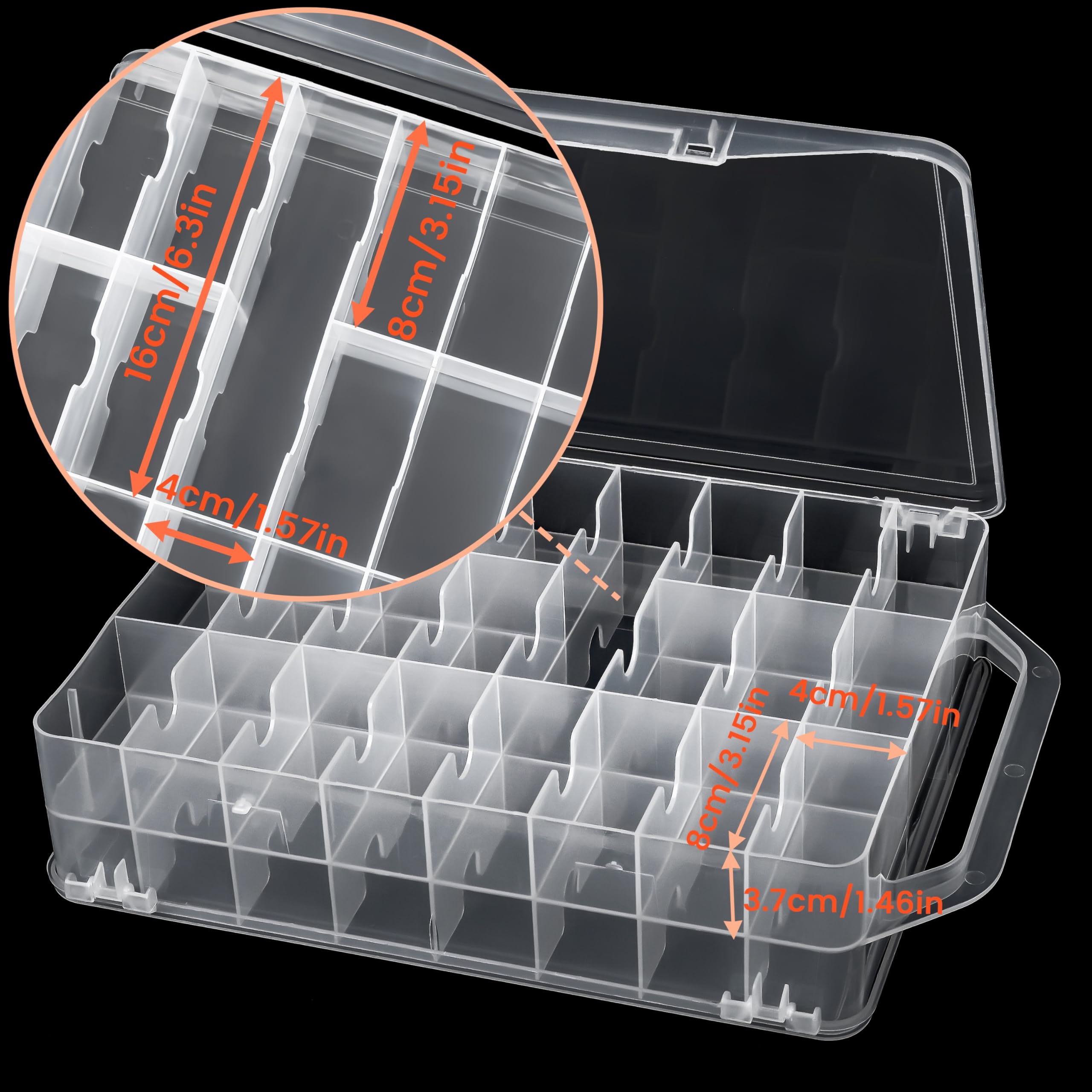 2-Pack Double-Sided Sewing Organizer with 92 Grids - Clear Thread Storage Box for Embroidery Floss, Needles & Beads - Perfect for Sewing Projects, Craft Organization & Small Toy Storage