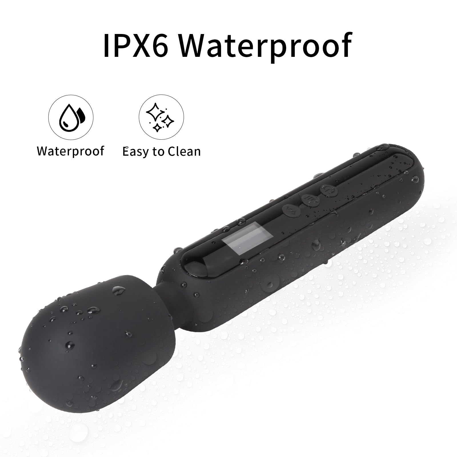Powerful Cordless Vibrating Wand Massager for Women - 10 Vibration Patterns & 4 Speeds with LCD Display - Clitoral & G-Spot Stimulation - Rechargeable Waterproof Sex Toy for Couples & Solo Play - Perfect for Relaxation, Foreplay & Full-Body Massage (Black)