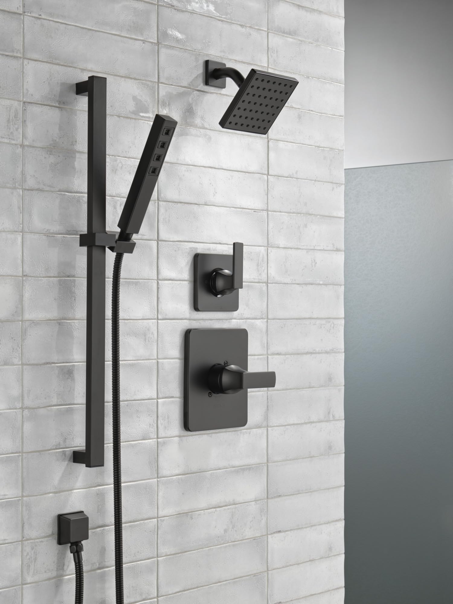 Delta Faucet Single-Spray H2Okinetic Slide Bar Handheld Shower Head with Hose - Matte Black 51567-BL | Detachable Shower Head for Bathroom, Spa-Like Experience, Easy Installation & Adjustable Height