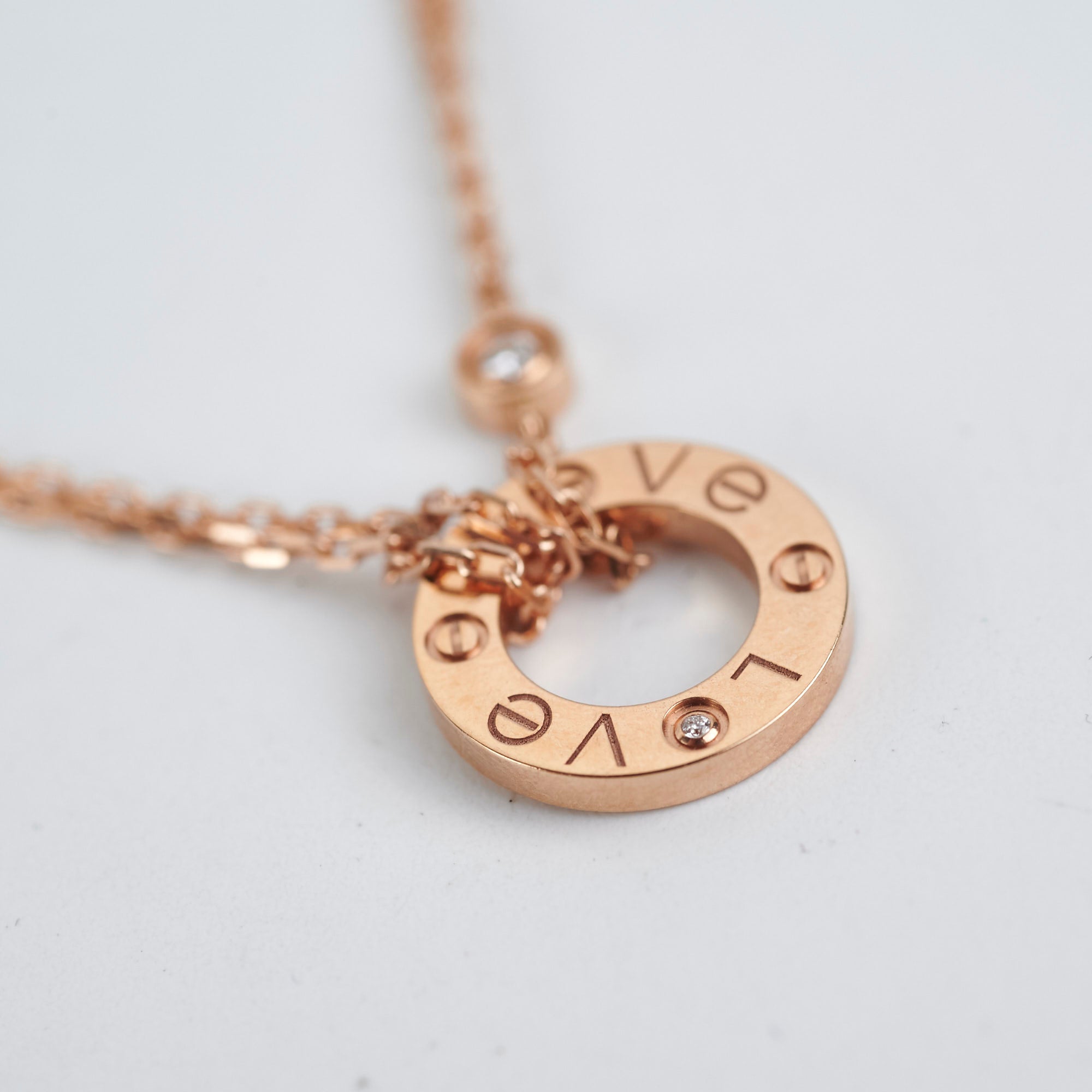 Cartier Love Necklace with 2 Diamonds in 18K Rose Gold - Elegant Jewelry Gift for Women, Anniversary & Valentine's Day