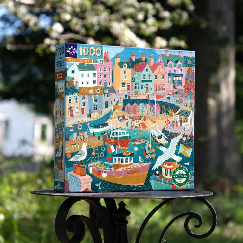 eeBoo 1000 Piece Jigsaw Puzzle - Seaside Harbor Landscape - Challenging Adult Puzzle for Relaxation & Stress Relief - Perfect for Family Game Night & Home Decor