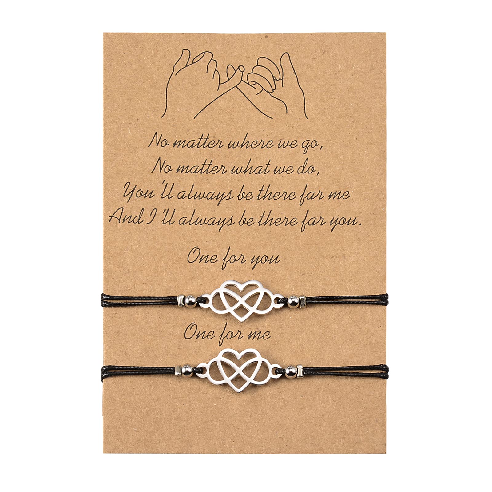 Pinky Promise Bracelets - Lovely Charm Matching Friendship Bracelets for Mom & Daughter, Son, Best Friends - Perfect for Women, Teens, Girls & Boys | Great for Gifts, Long Distance Relationships & Special Occasions