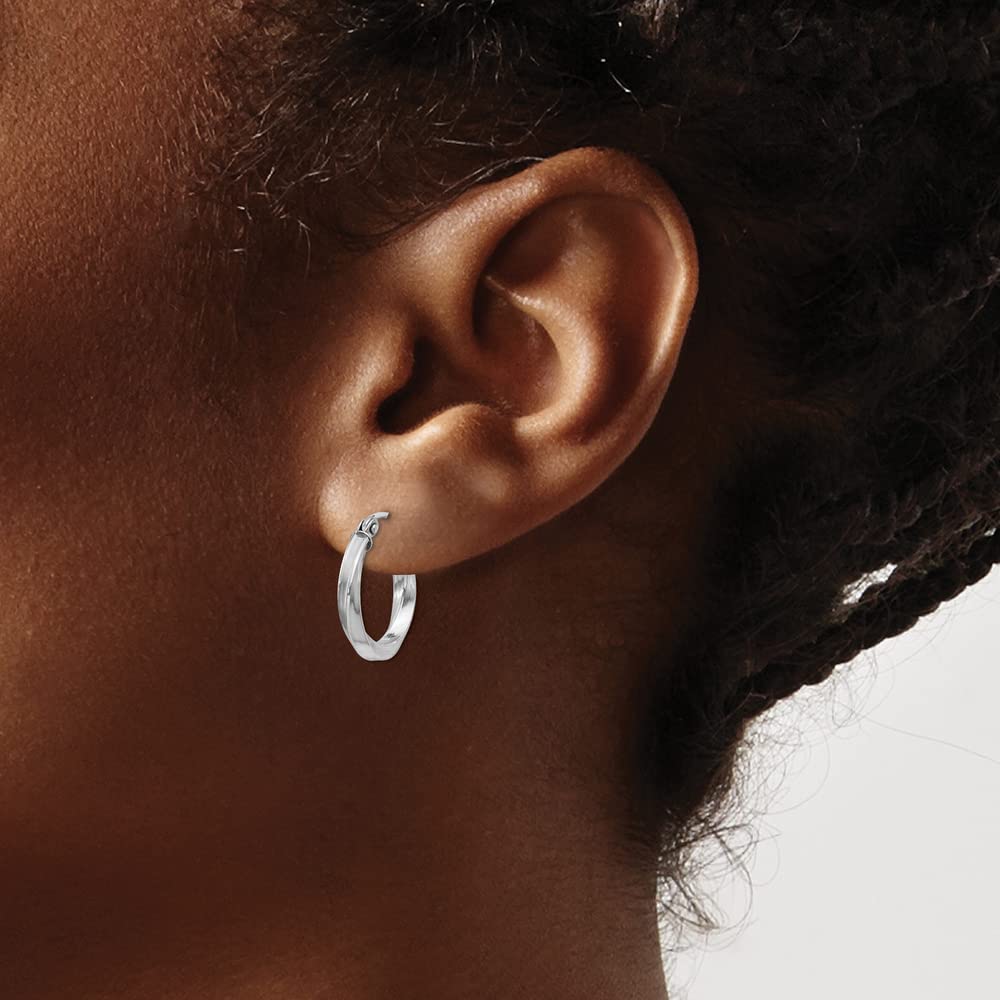 925 Sterling Silver Twisted Hoop Earrings for Women - 17mm x 15mm Dainty Everyday Jewelry, Gift for Her, Perfect for Work & Date Night