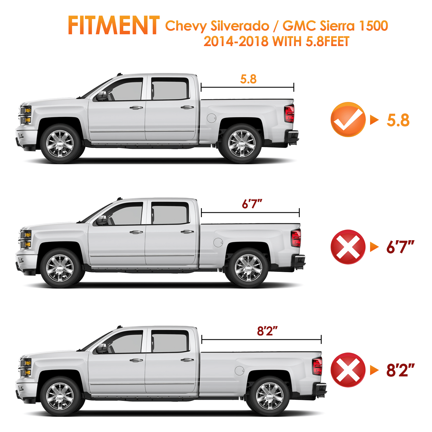 5.8ft Hard Folding Truck Bed Cover for Chevy Silverado 1500 & GMC Sierra 1500 (2014-2018 Models) - Waterproof Tonneau Cover for Cargo Protection & Improved Fuel Efficiency - Perfect for Camping, Hauling & Outdoor Adventures