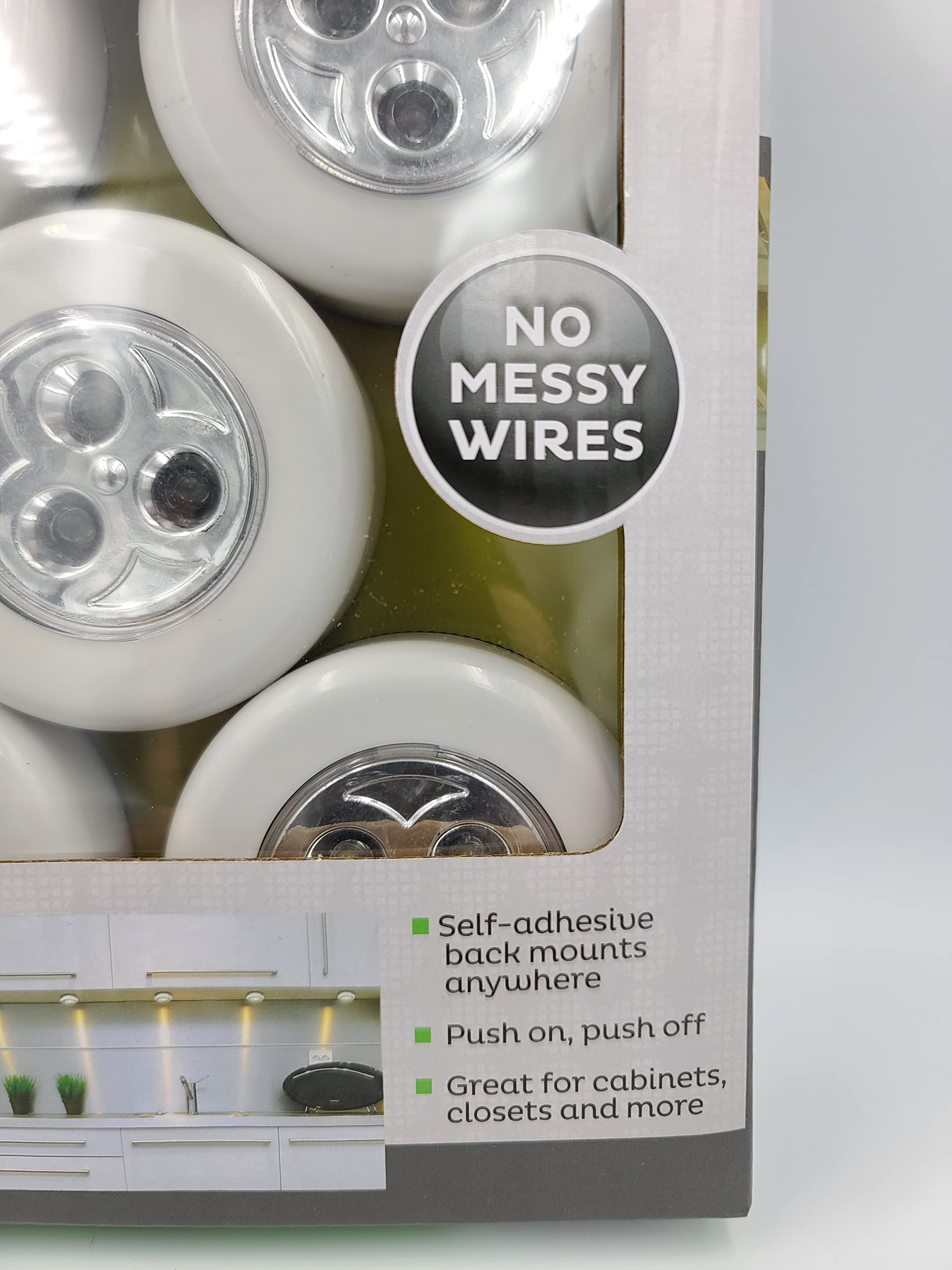 10 Pack Premium LED Push Lights - No Wires, Battery Operated, Perfect for Closets, Cabinets, Wardrobes & Night Lights
