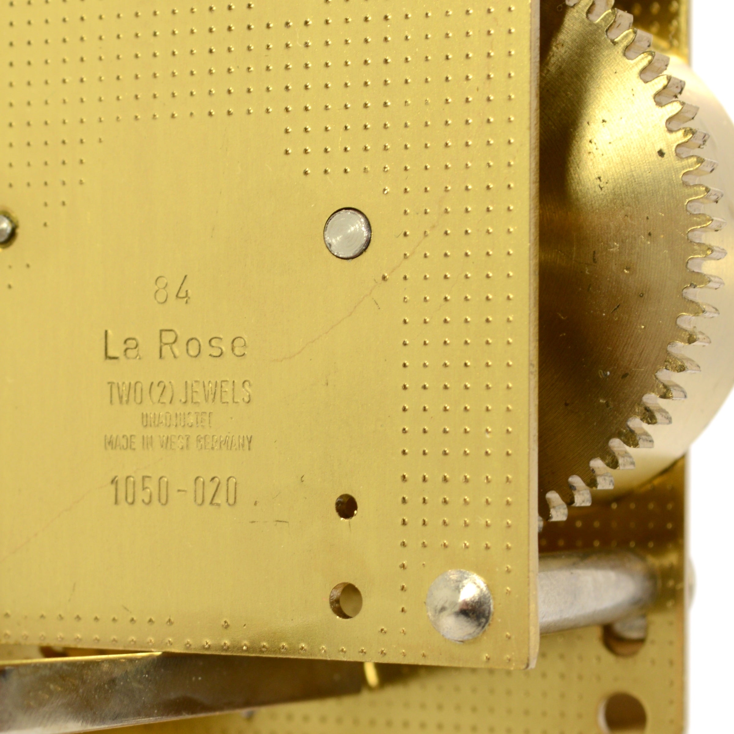 Vintage Clock Movements Lot of 2 - 1974 Bulova & 1984 La Rose with 2 Jewels Each (Model #1050 020) | Perfect for Antique Clock Repair & Restoration Projects