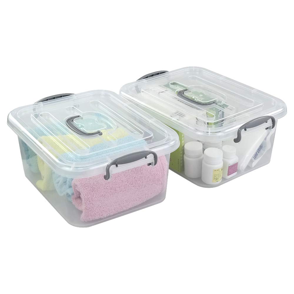Kekow 2-Pack Clear Plastic Storage Containers with Secure Latch Lids - 8 Liter Airtight Food Storage Bins for Kitchen Pantry Organization, Meal Prep & Office Supplies