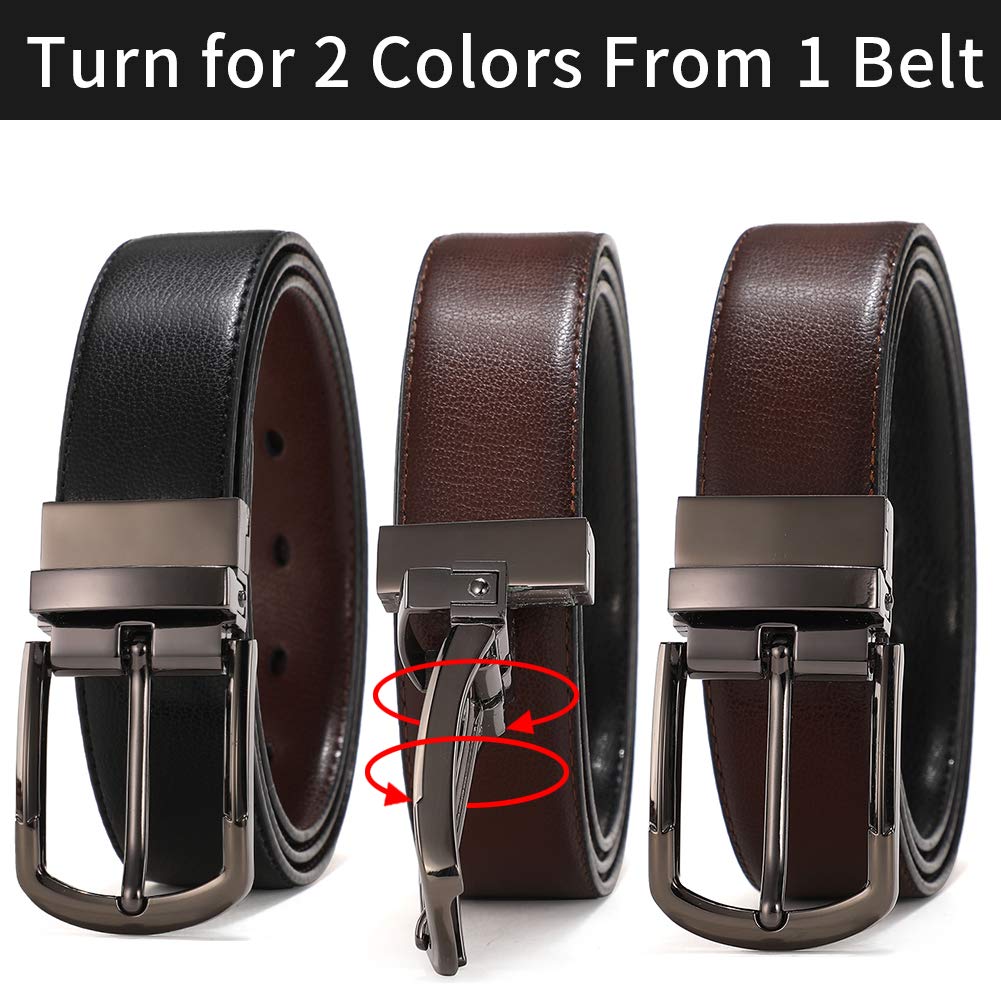 Men's Big & Tall Leather Belts - Black & Brown Reversible Dress Belt for Formal & Casual Wear | Perfect for Office, Business, Wedding & Everyday Use