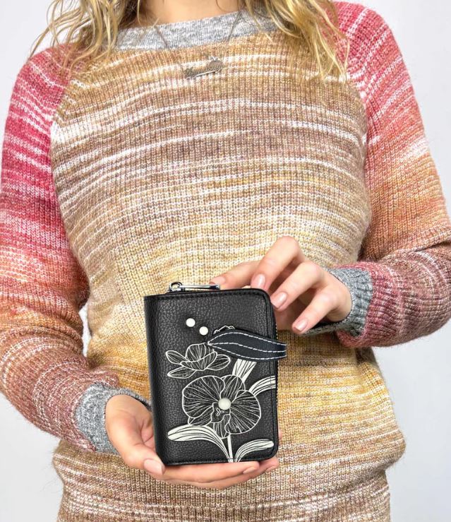 Espe Orchid Small Zip Wallet for Women - Compact RFID Blocking Leather Card Holder - Perfect for Travel, Shopping & Everyday Use