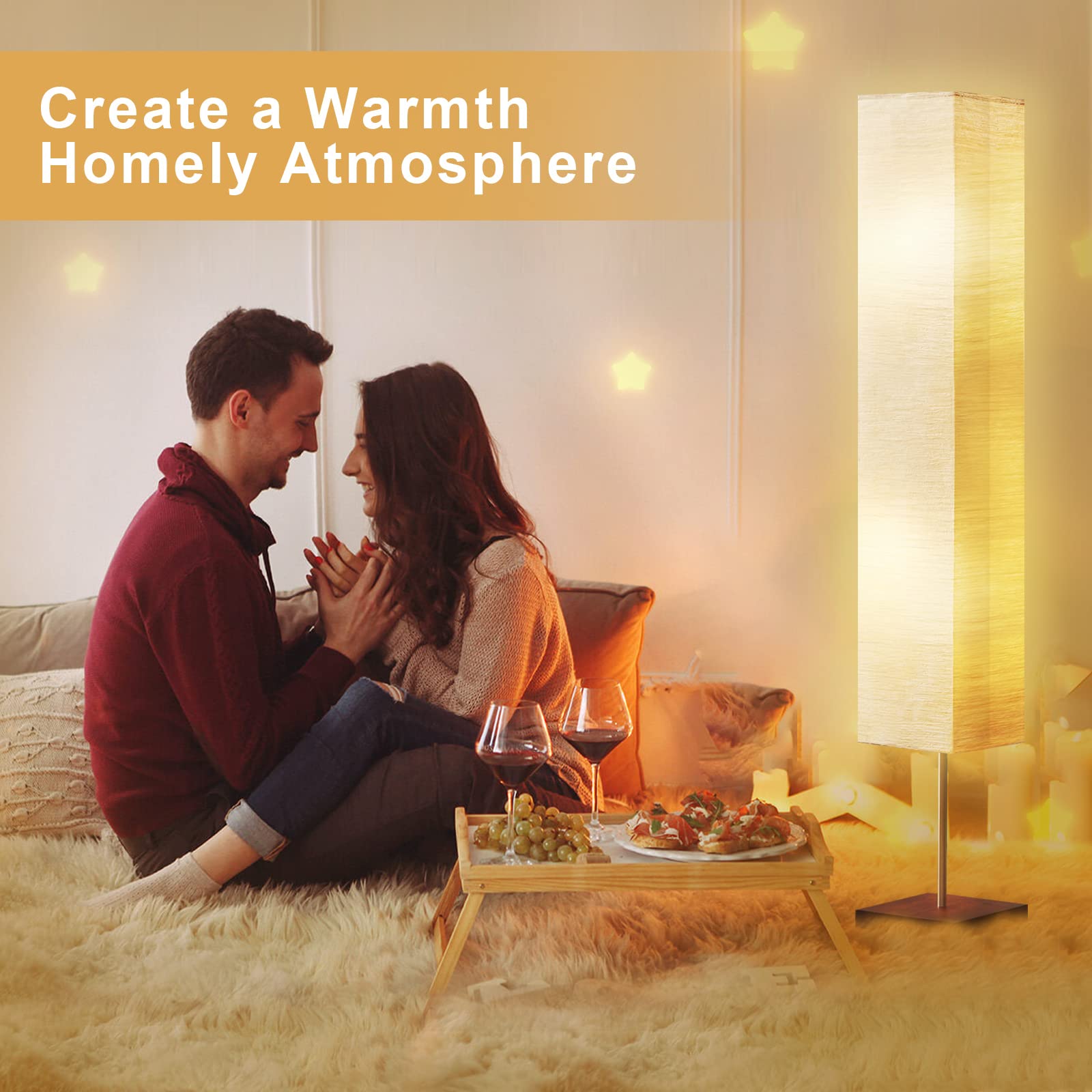 GyroVu Modern LED Floor Lamp for Living Room, Bedroom & Office - Adjustable Standing Lamp with Bulbs Included, Beige | Perfect for Reading, Relaxing & Ambient Lighting