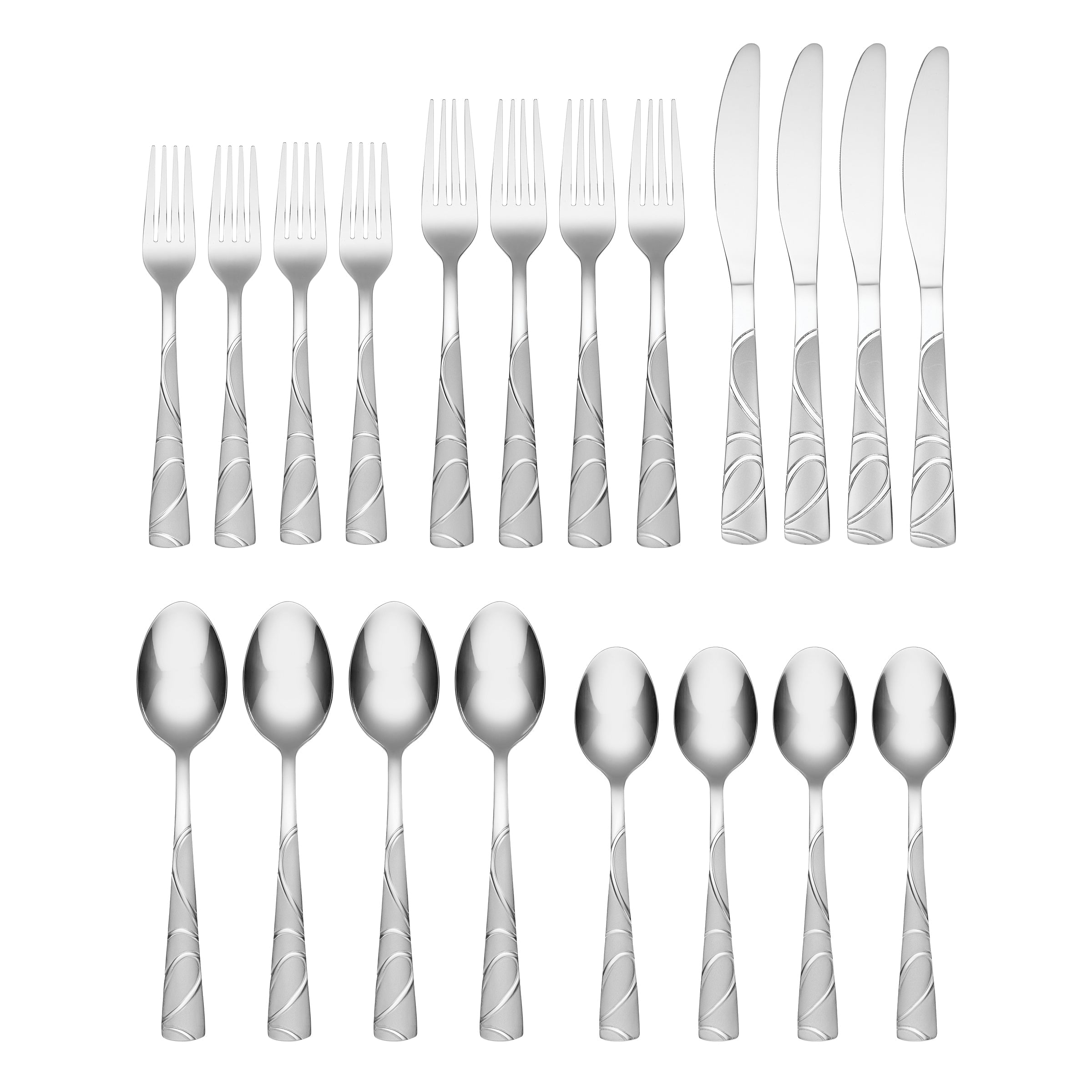 Premium Sasha Sand 20-Piece Stainless Steel Flatware Set - Elegant Silverware for 4 People - Perfect for Dinner Parties, Weddings & Everyday Dining