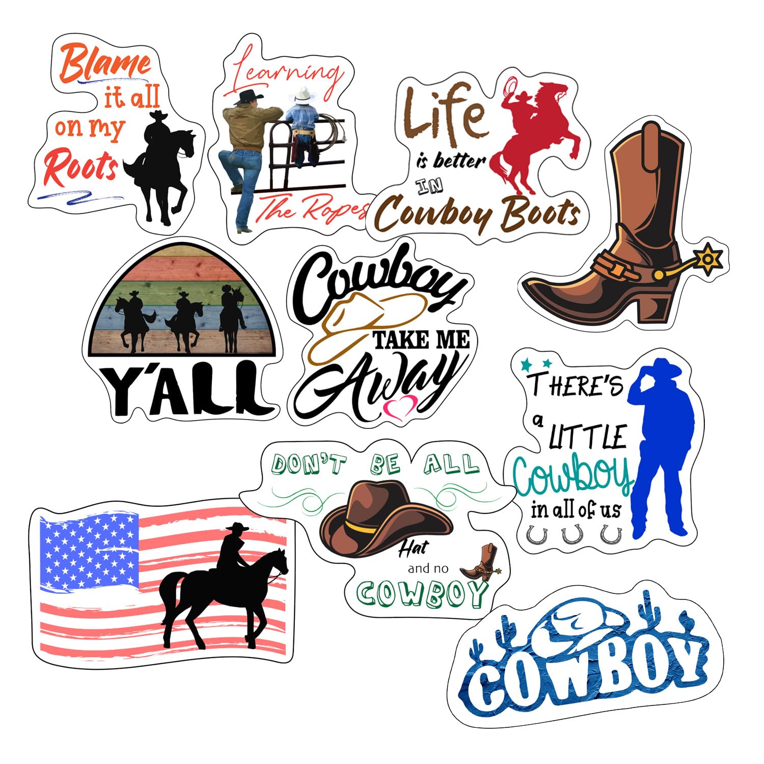 Western Cowboy Stickers - Waterproof Vinyl Decals for Men, Women, Kids - Perfect for Water Bottles, Laptops, Cars & Party Favors - Durable, Extra Sticky Western-Themed Gift Ideas for Cowboy Fans