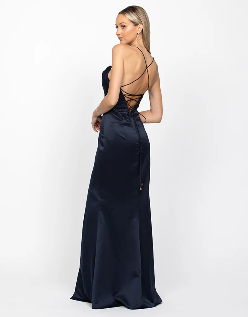 Elegant Stephanie Cowl Draped Satin Gown - Women's Formal Evening Dress for Prom, Wedding & Special Occasions
